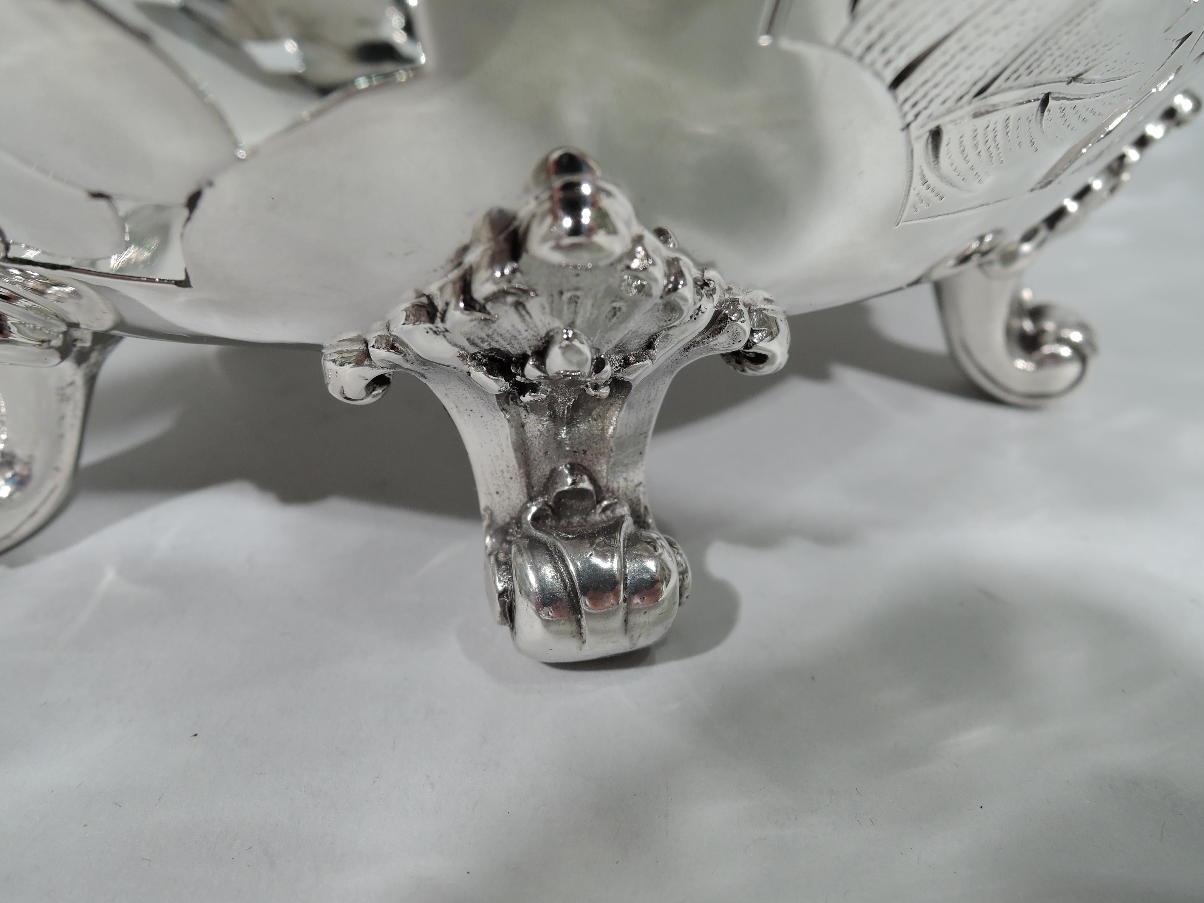 Heavy Antique Tiffany Sterling Silver Basket with Flower Frog 2