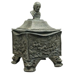 Schwerer antiker Tabakbehälter, englisch, Blei, dekorativ, Schnupftabakdose, William III