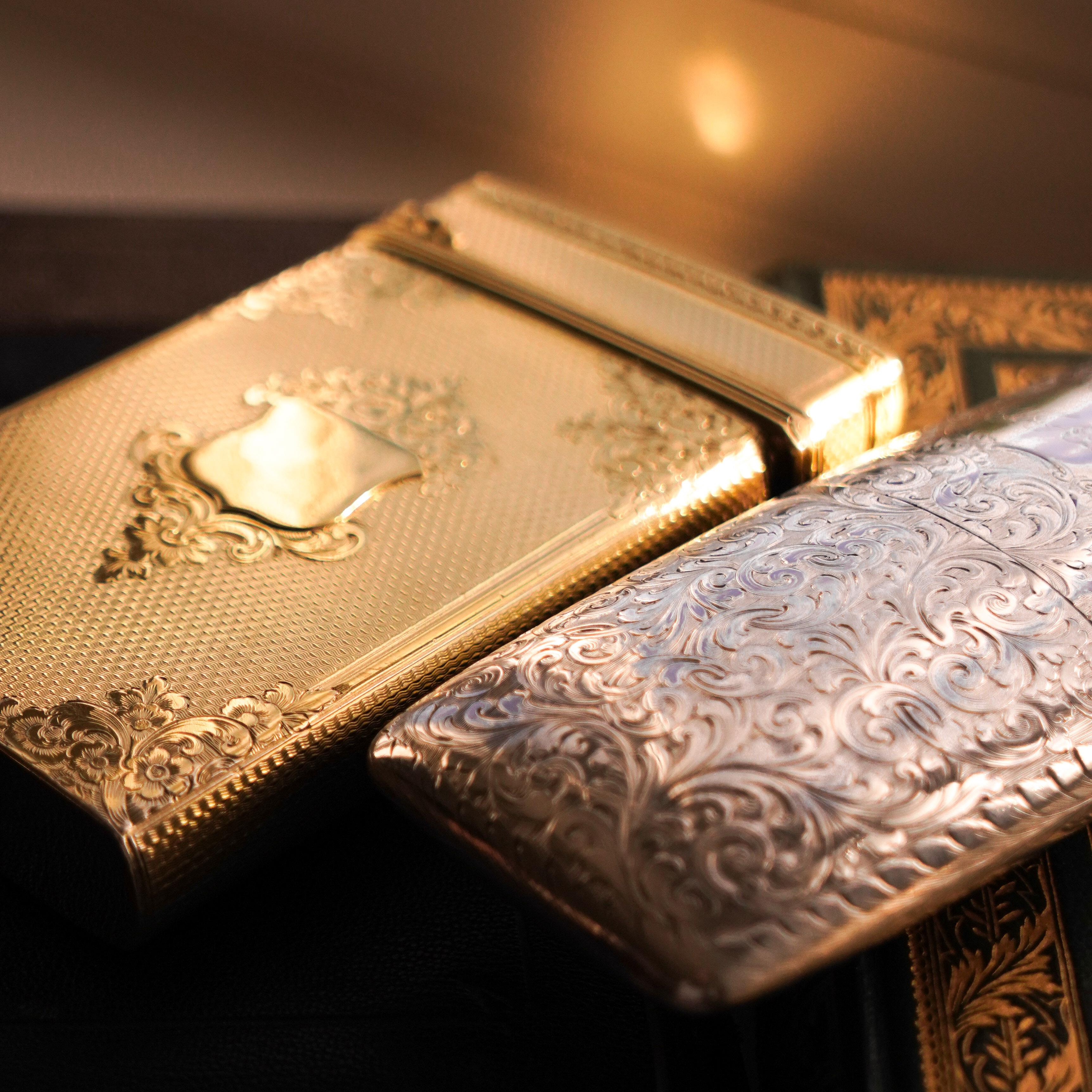 Heavy Antique Victorian Sterling Silver Gilt Cigar/Cheroot Case - London 1850 For Sale 8