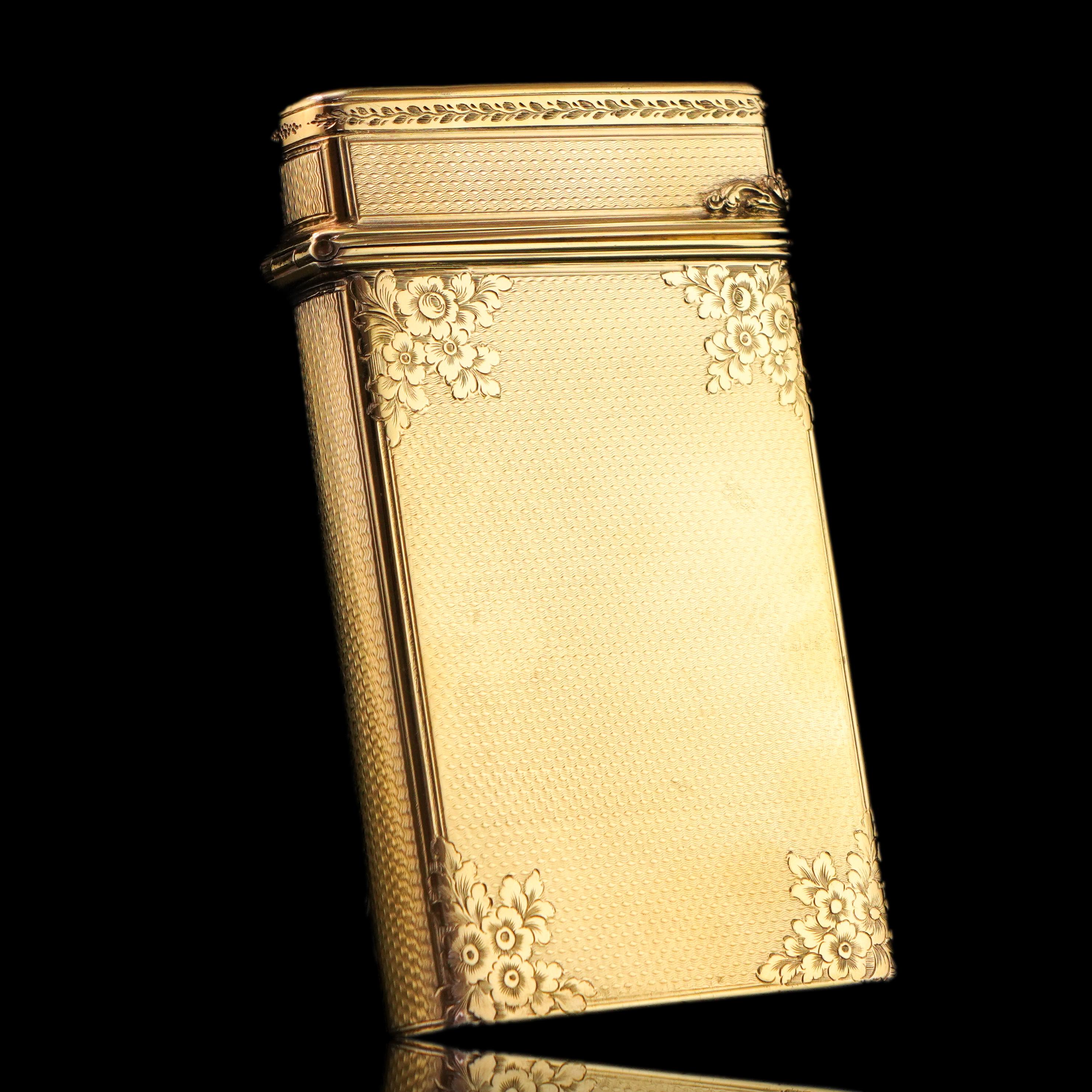 Heavy Antique Victorian Sterling Silver Gilt Cigar/Cheroot Case - London 1850 For Sale 10