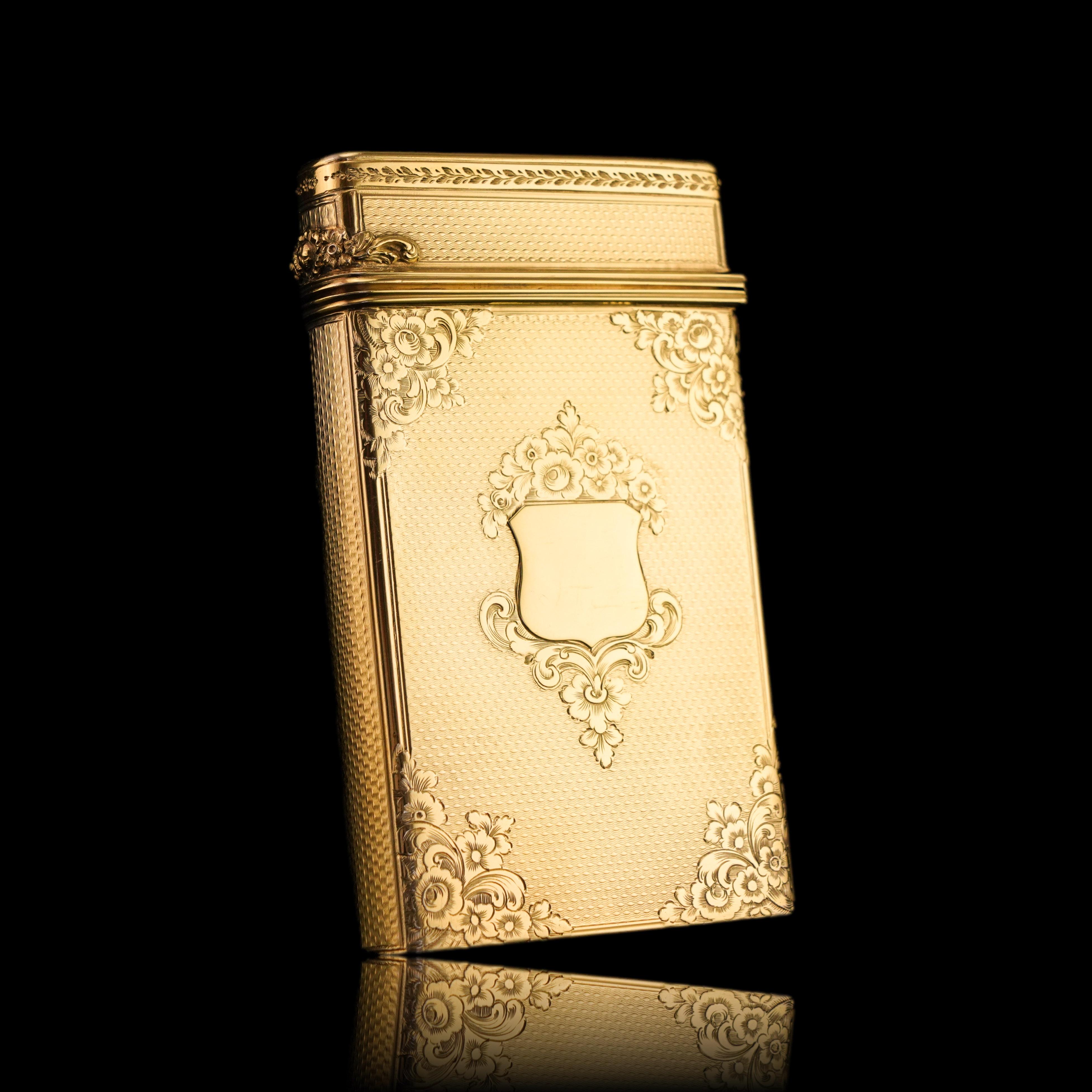 Heavy Antique Victorian Sterling Silver Gilt Cigar/Cheroot Case - London 1850 For Sale 14