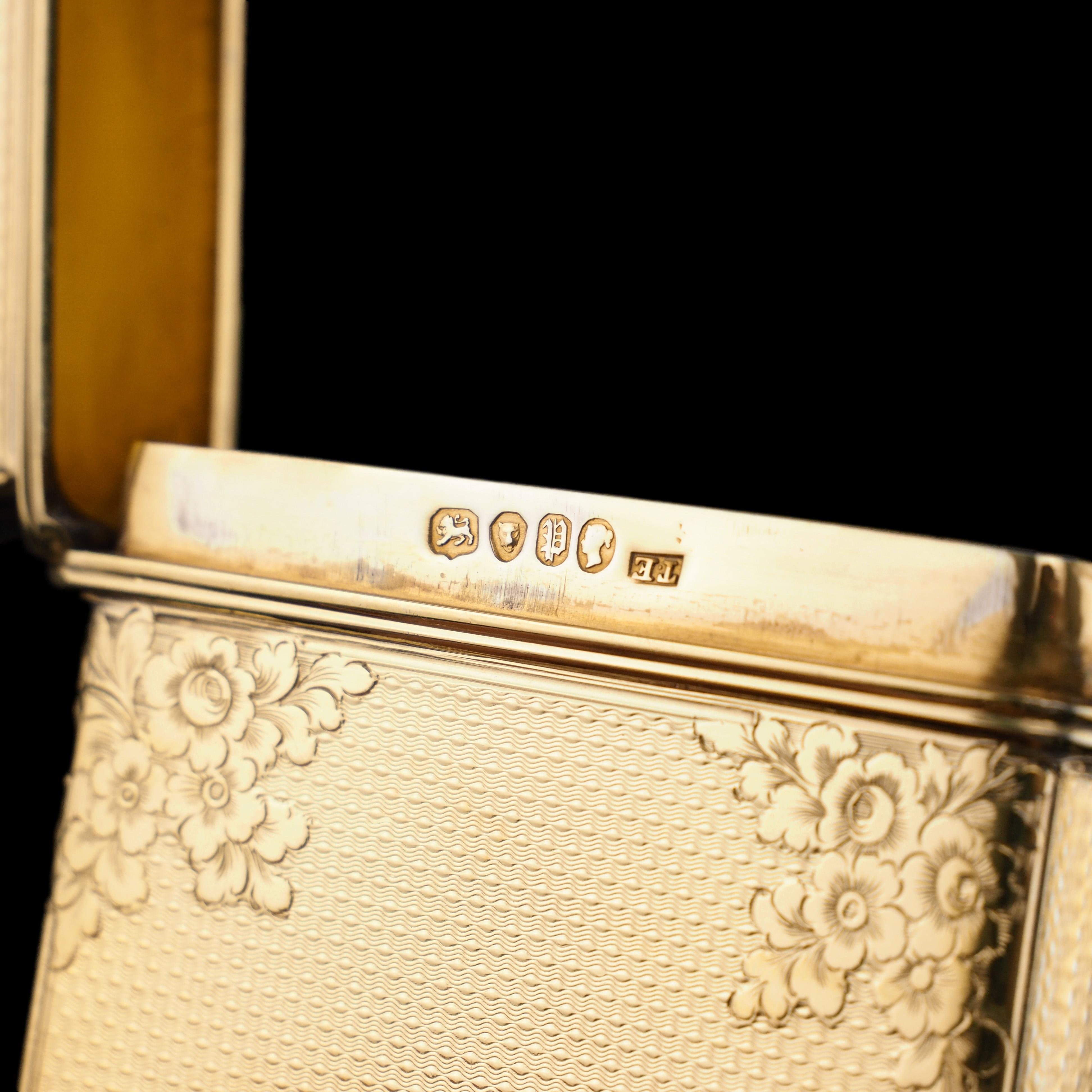 Heavy Antique Victorian Sterling Silver Gilt Cigar/Cheroot Case - London 1850 For Sale 16