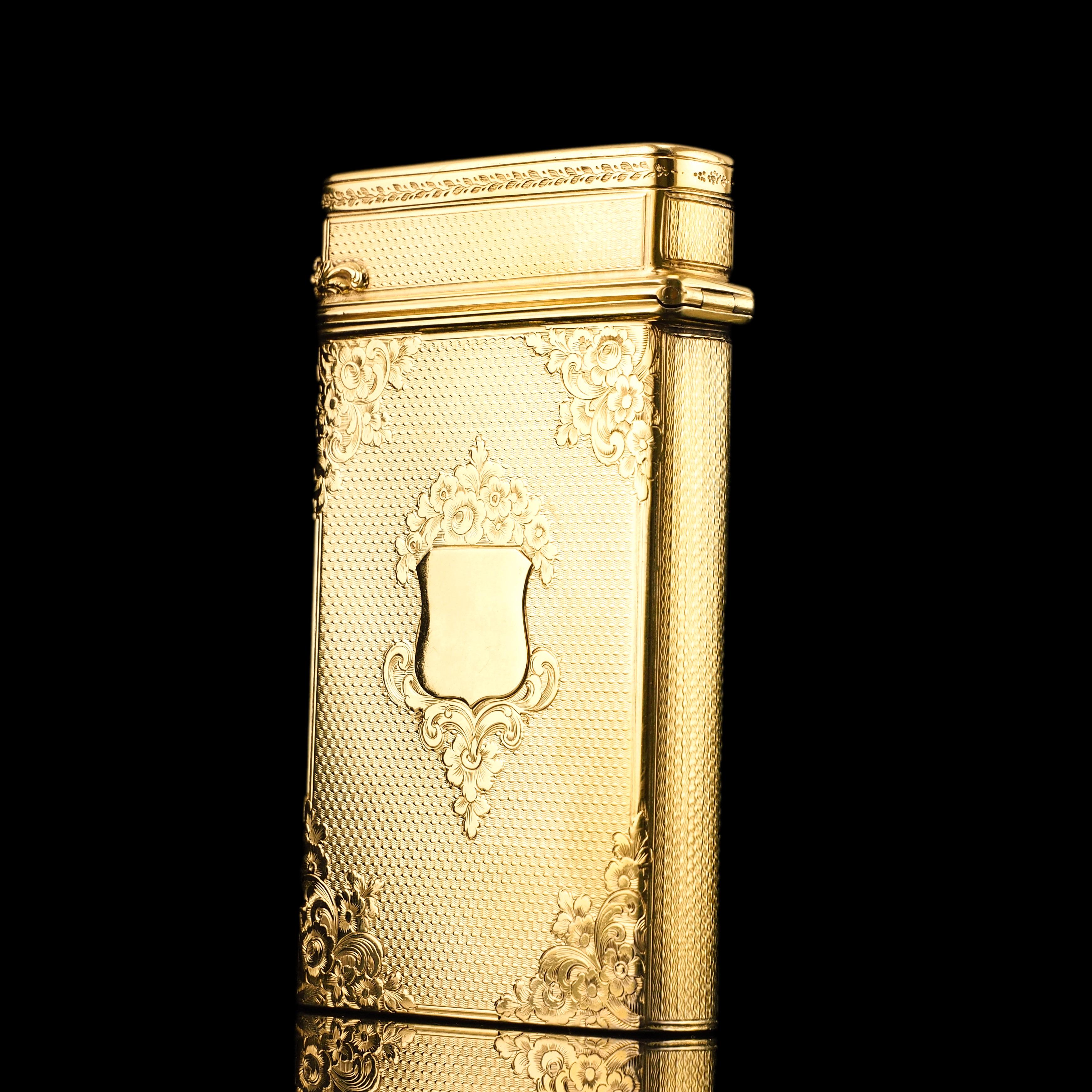 Heavy Antique Victorian Sterling Silver Gilt Cigar/Cheroot Case - London 1850 For Sale 1