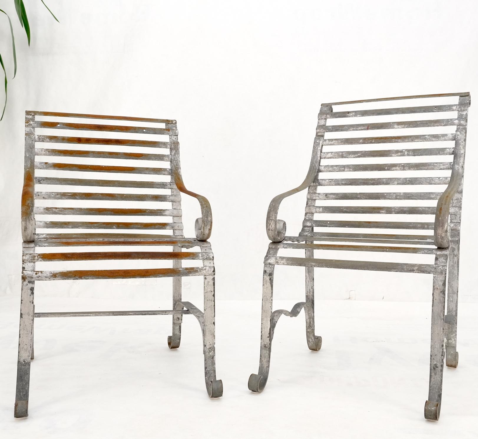Heavy Antique Wrought Iron Outdoor Chairs His & Hers For Sale 5