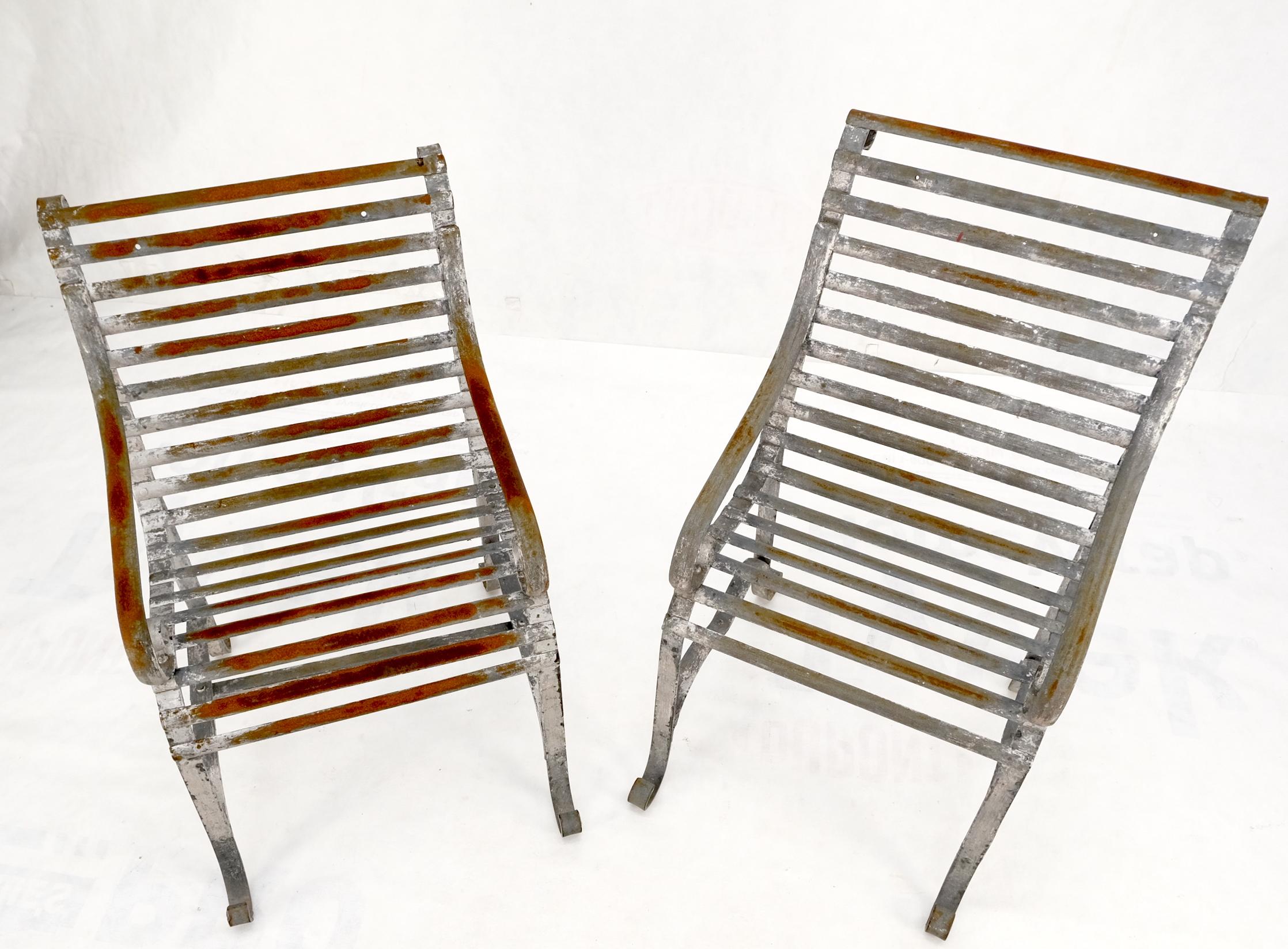 Heavy Antique Wrought Iron Outdoor Chairs His & Hers For Sale 2