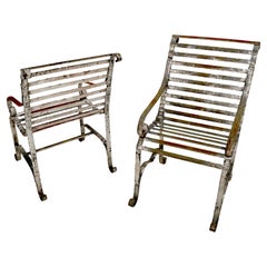 Heavy Antique Wrought Iron Outdoor Chairs His & Hers