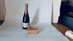 Heavy Art Deco Ashtray, 1930s, Straight Lines Inspired by Bauhaus Pink Marble