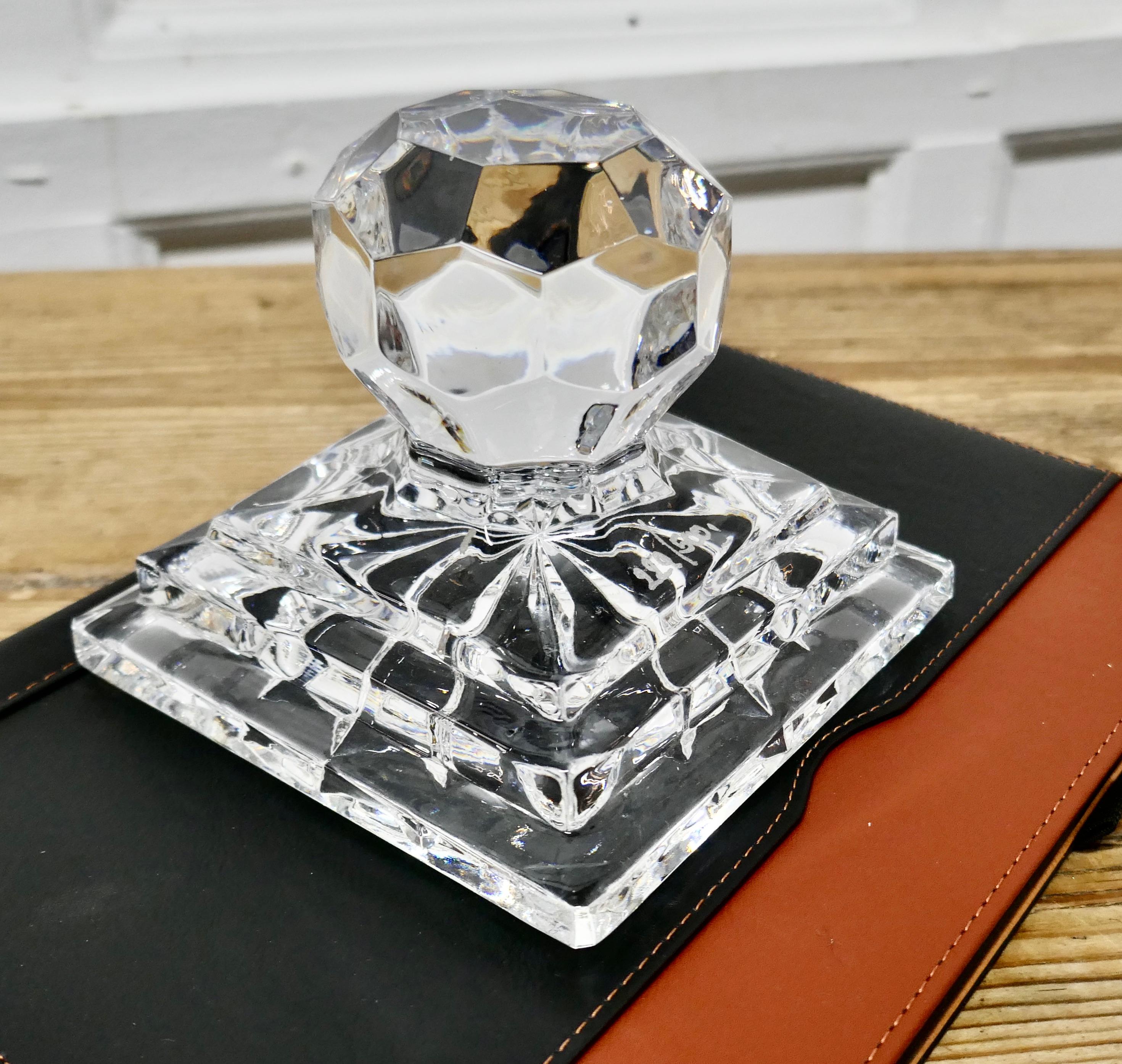 20th Century Heavy Art Deco Cut Crystal Paper Weight, Numbered Limited Edition