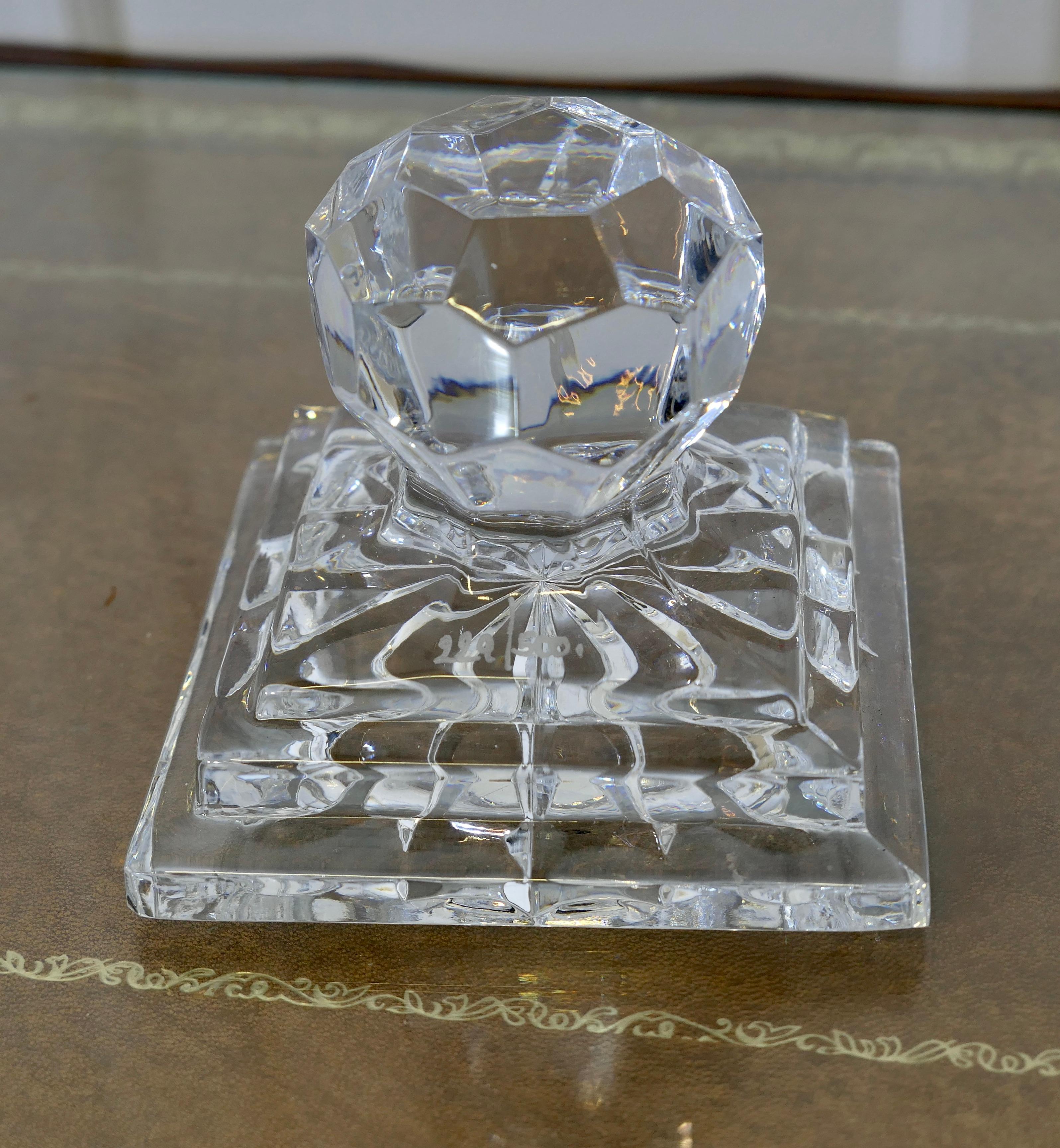 Heavy Art Deco Cut Crystal Paper Weight, Numbered Limited Edition For Sale 1
