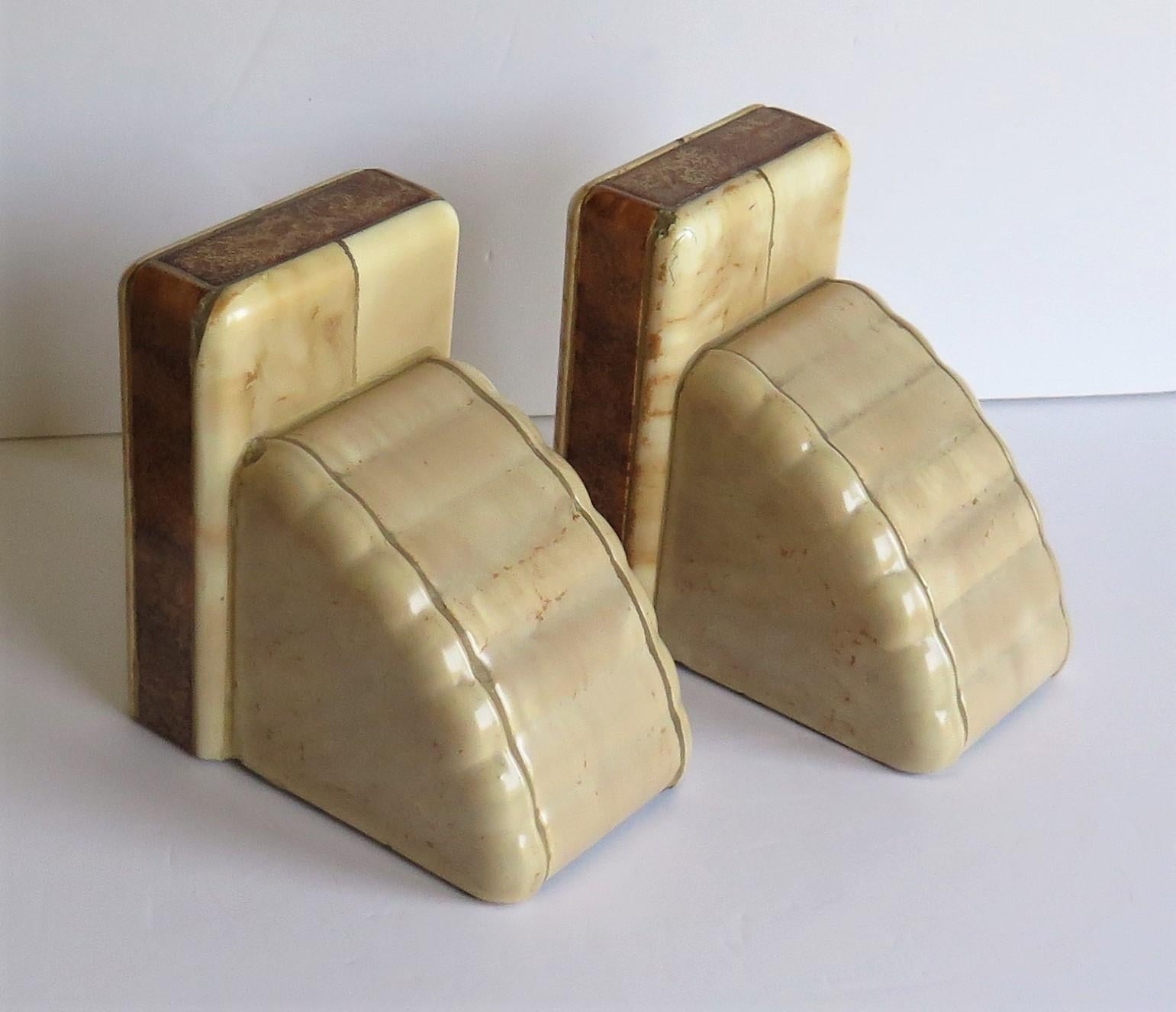 Heavy Art Deco Marble Bookends Hand Carved Scallop Shell Design, French Ca 1920s 7