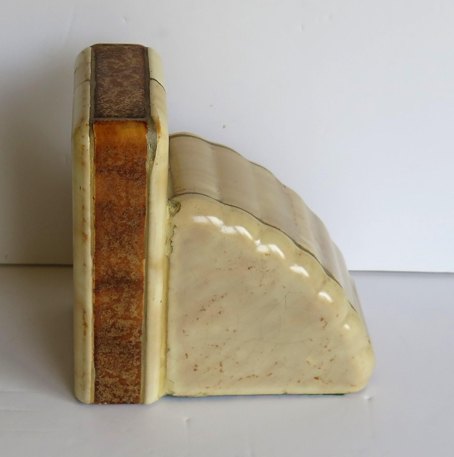 Heavy Art Deco Marble Bookends Hand Carved Scallop Shell Design, French Ca 1920s 12