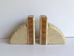 Heavy Art Deco Marble Bookends Hand Carved Scallop Shell Design, French Ca 1920s