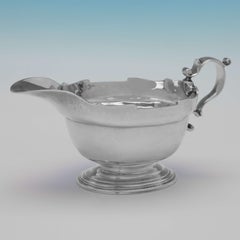 Paar schwere Soßenboote aus Sterlingsilber aus der Art-déco-Periode aus der Zeit des Art déco, London 1932 / 1933