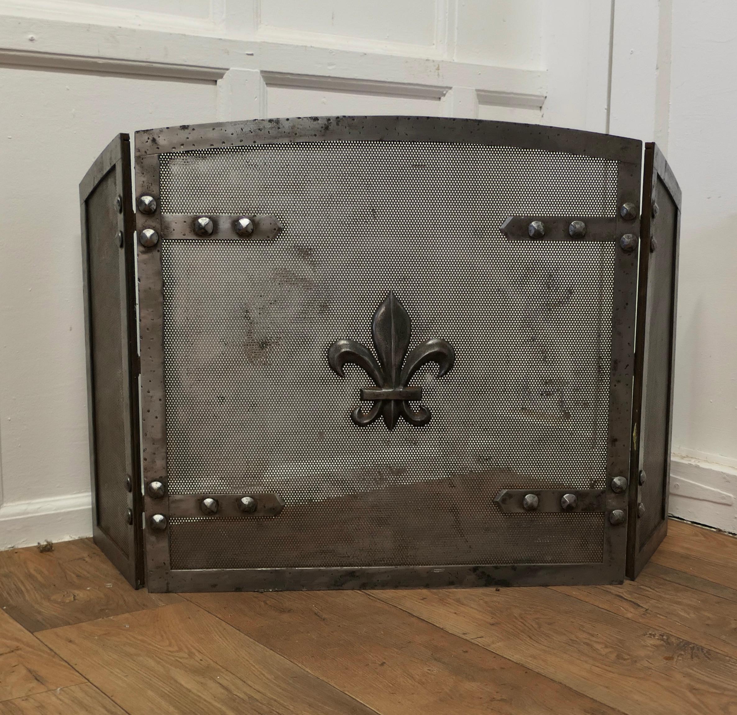 Heavy Arts and Crafts Steel Fire Guard for Inglenook Fireplace    In Good Condition In Chillerton, Isle of Wight
