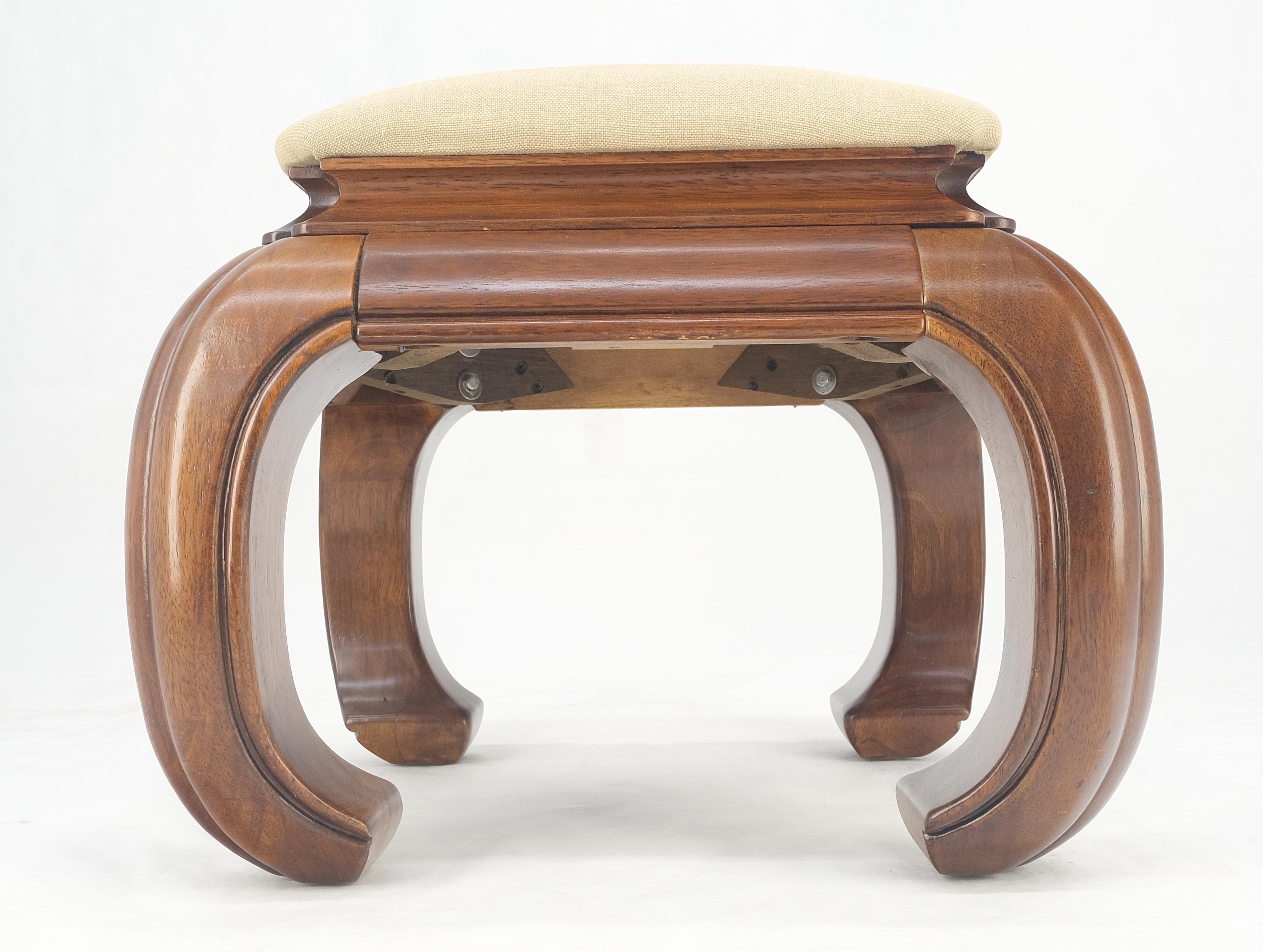Tabouret de pied asiatique lourd en acajou massif Banc Ottoman New Solid Linen Upholstery en vente 3