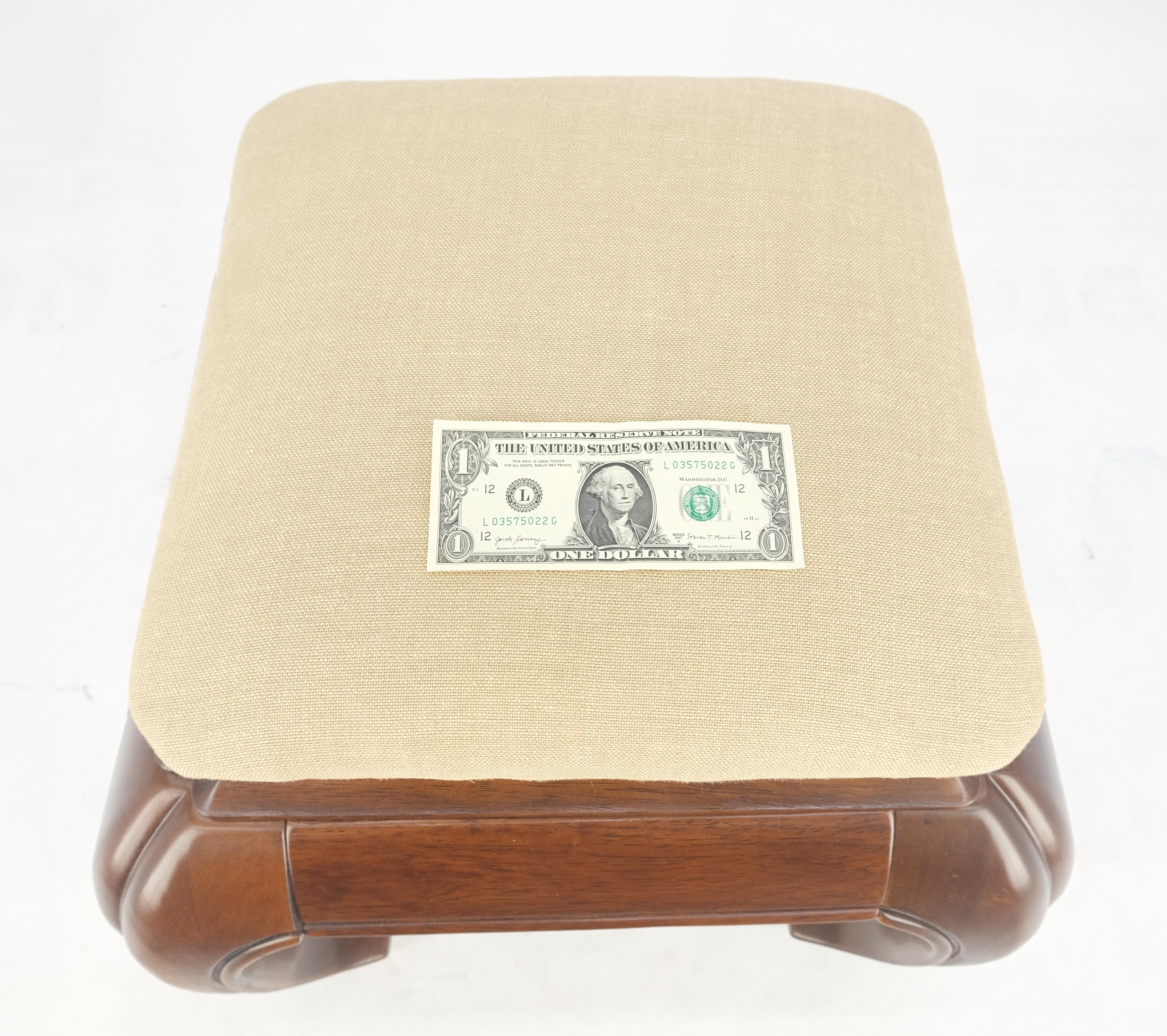 Tabouret de pied asiatique lourd en acajou massif Banc Ottoman New Solid Linen Upholstery en vente 4