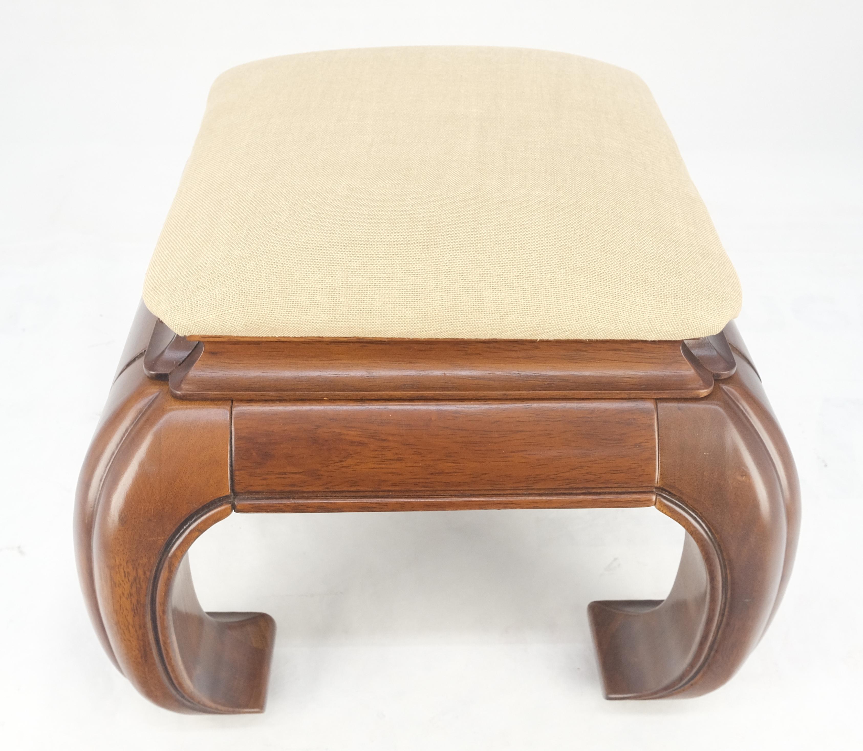 Tabouret de pied asiatique en acajou massif Banc Ottoman Nouvelle tapisserie en lin massif MINT !