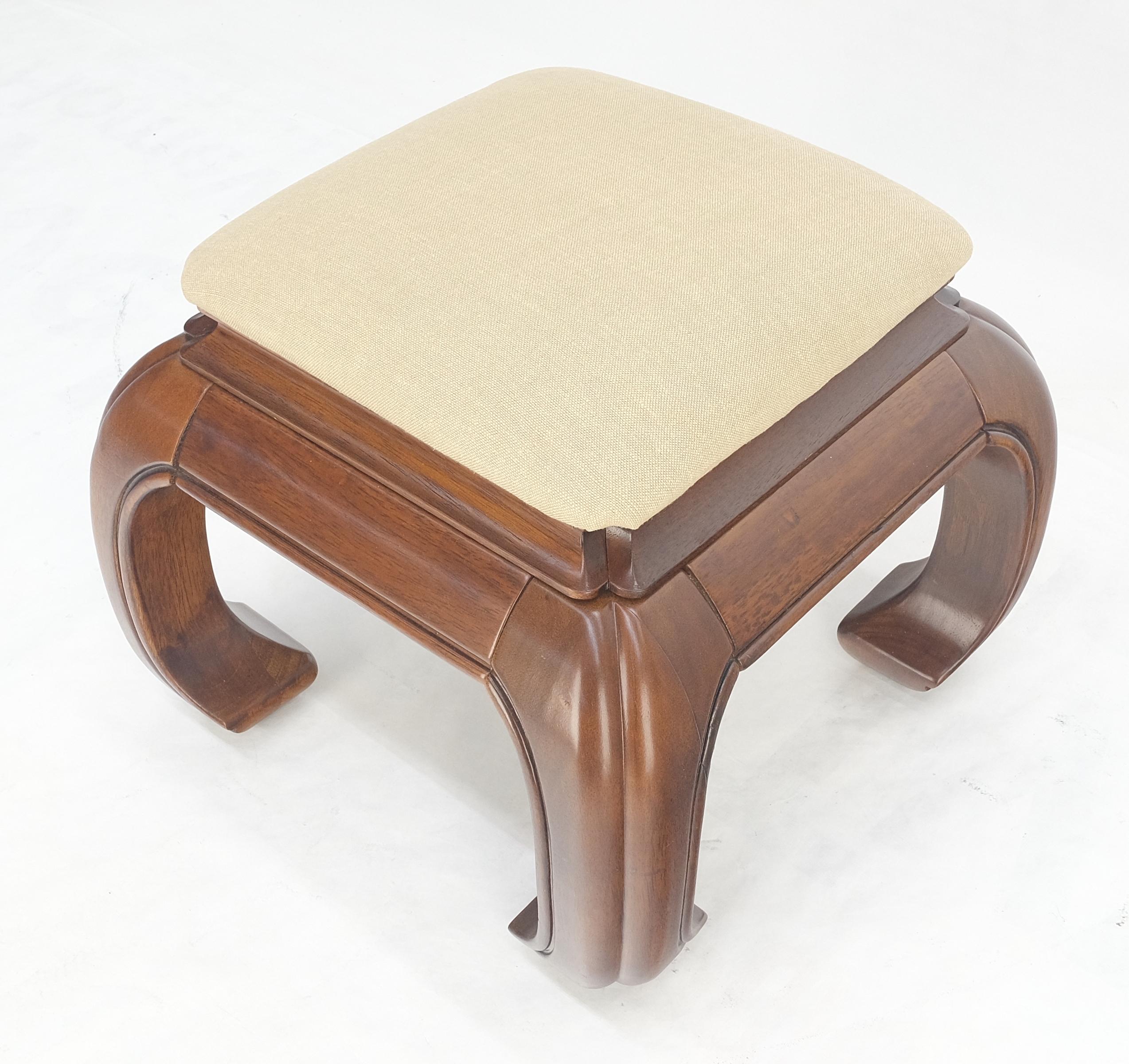 Tissu d'ameublement Tabouret de pied asiatique lourd en acajou massif Banc Ottoman New Solid Linen Upholstery en vente
