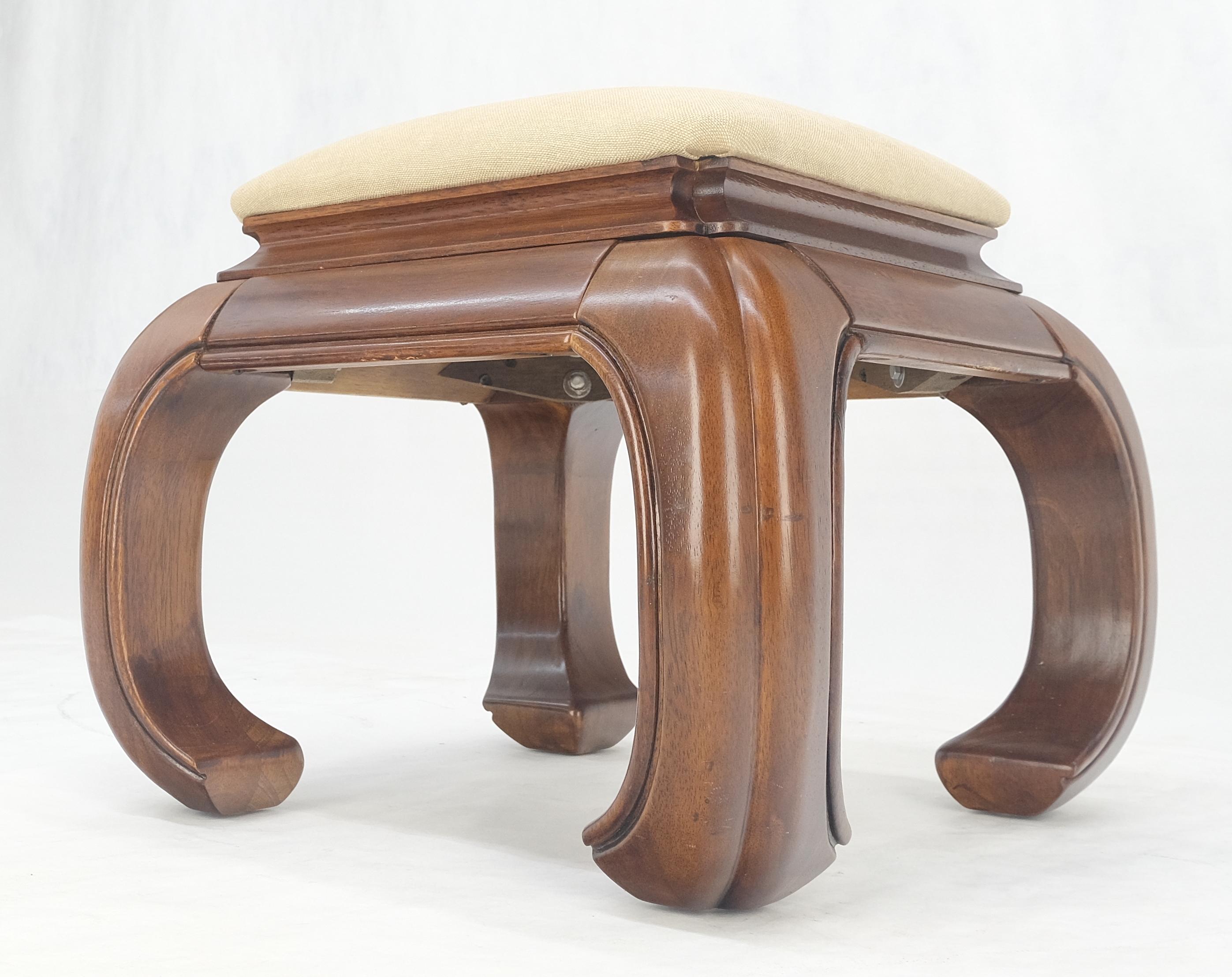 Tabouret de pied asiatique lourd en acajou massif Banc Ottoman New Solid Linen Upholstery en vente 1