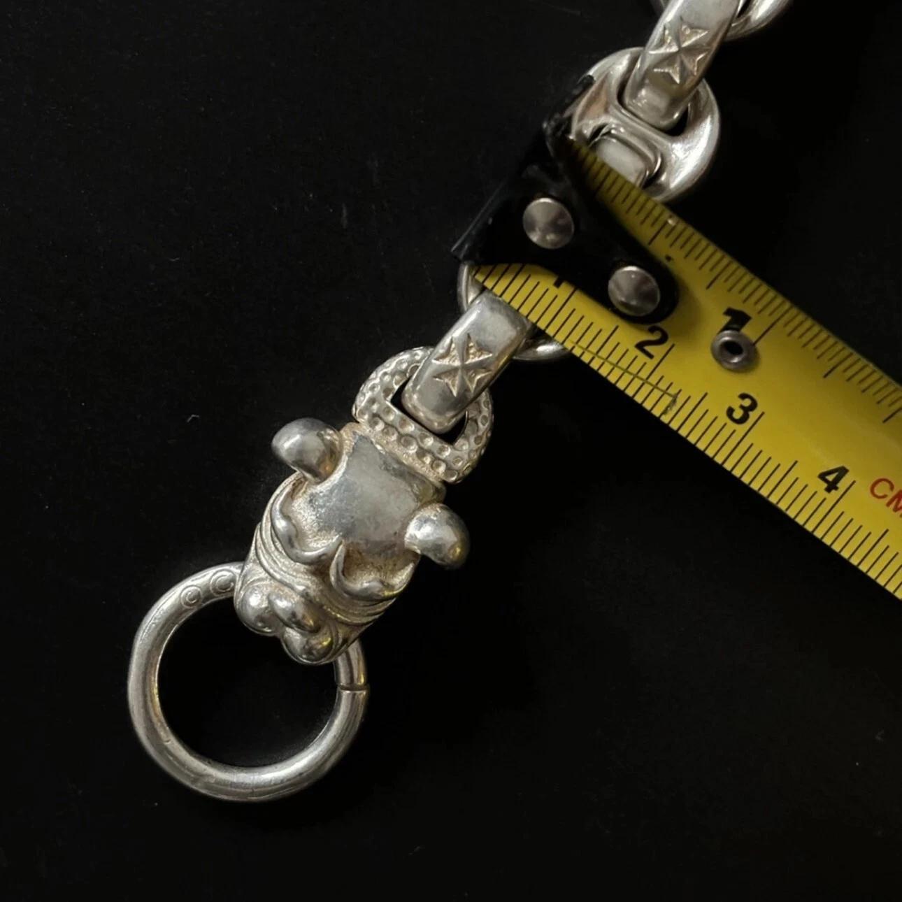 Heavy Biker & Chrome Hearts Style Thick Sterling Silver Chain Bracelet For Sale 4