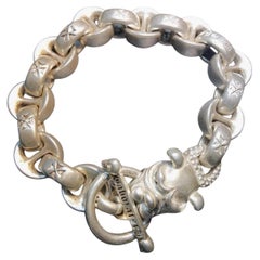 Heavy Biker & Chrome Hearts Style Thick Sterling Silver Chain Bracelet