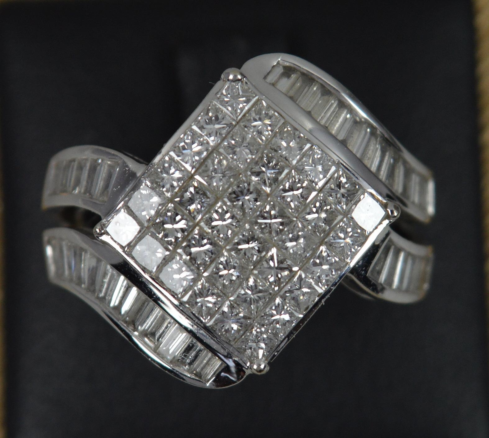 Heavy Bling 2.03 Carat Diamond and 18 Carat White Gold Cluster Ring 6