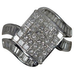 Heavy Bling 2.03 Carat Diamond and 18 Carat White Gold Cluster Ring