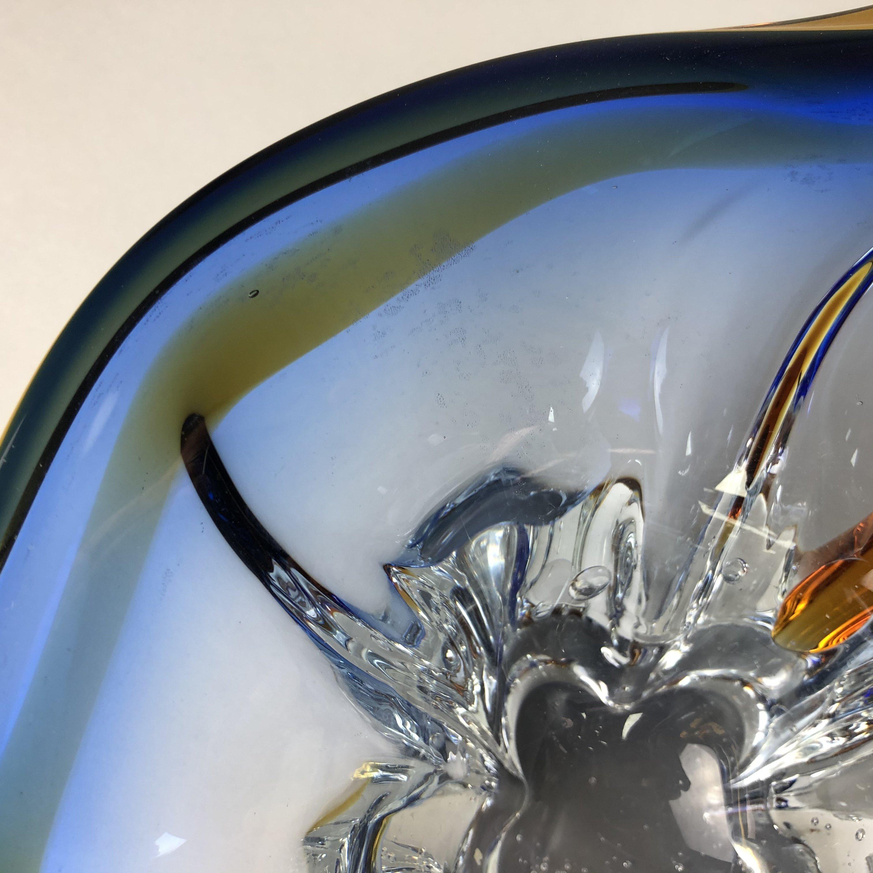 Heavy Bohemian Art Glass Bowl, 1960s For Sale 1