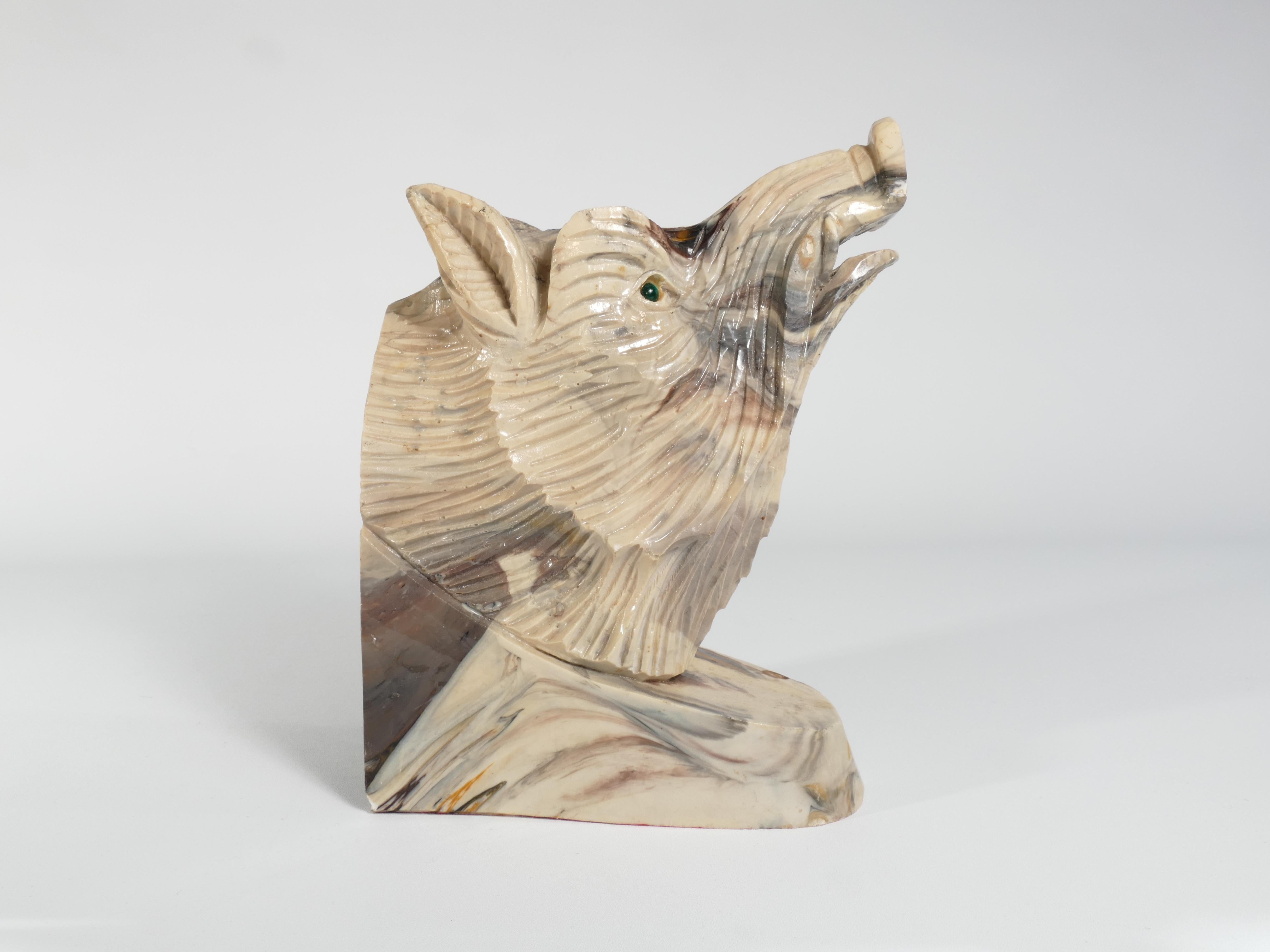 Alabaster Heavy Bookend in the shape of a wild boar.  For Sale