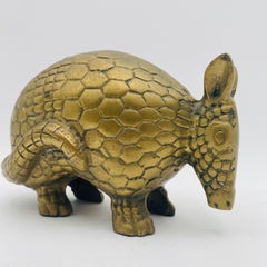 Heavy Brass Armadillo Figurine Sculpture 1970s