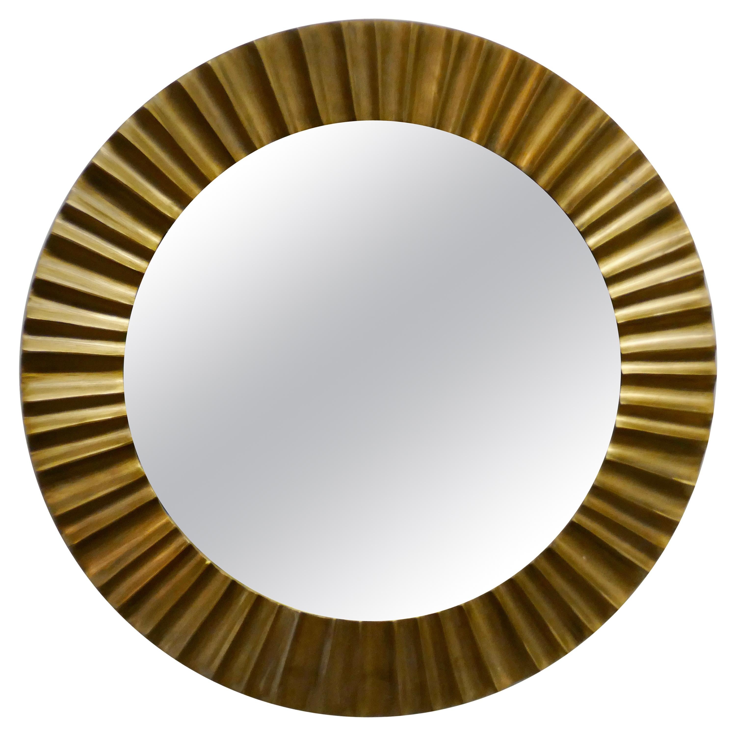 Heavy Brass Art Deco Odeon Sunburst Mirror For Sale