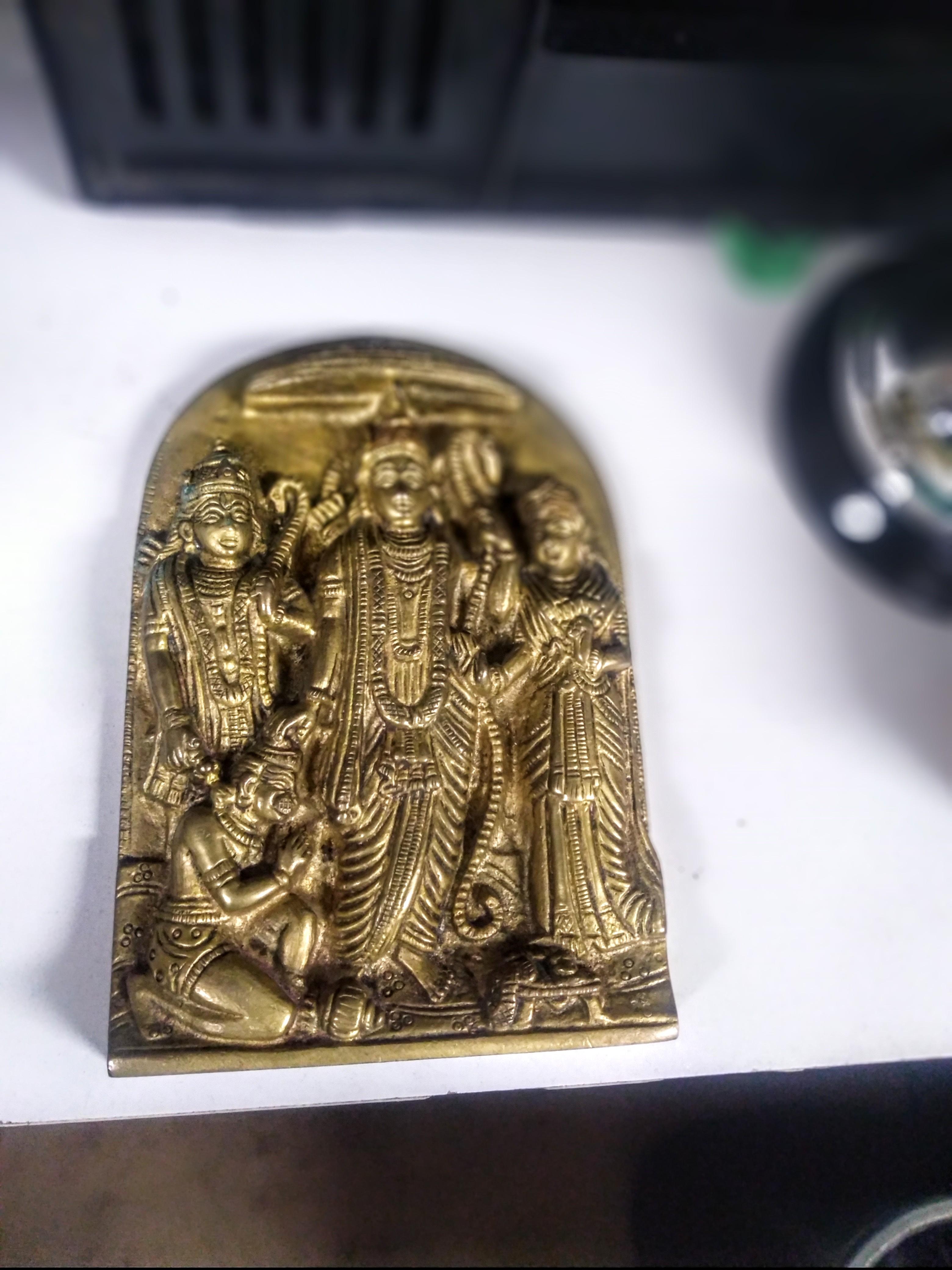 This is a heavy cast Ram Darbar wall sculpture. 