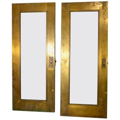 Antique Heavy Brass Exterior Doors Set of 4, circa 1910