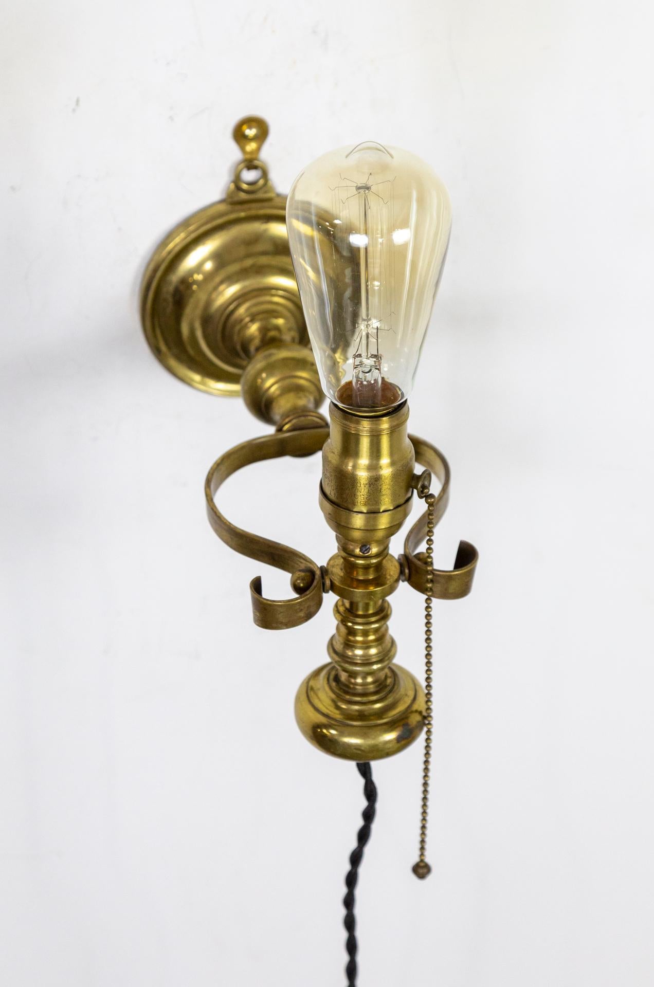 Heavy Brass Gimbal Ship Sconce For Sale 3