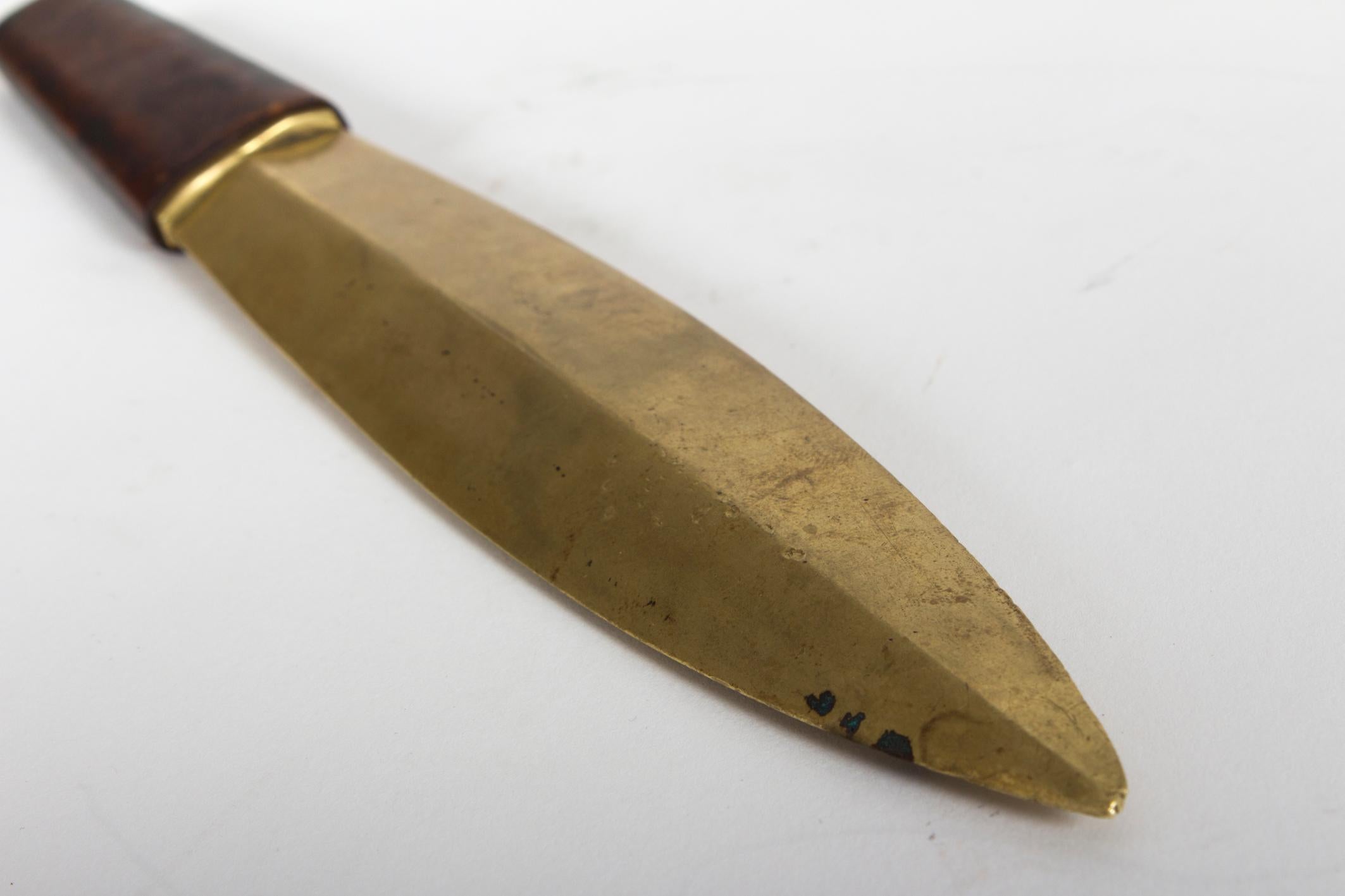 Mid-20th Century Heavy Brass Midcentury Leather Opener by Auböck For Sale
