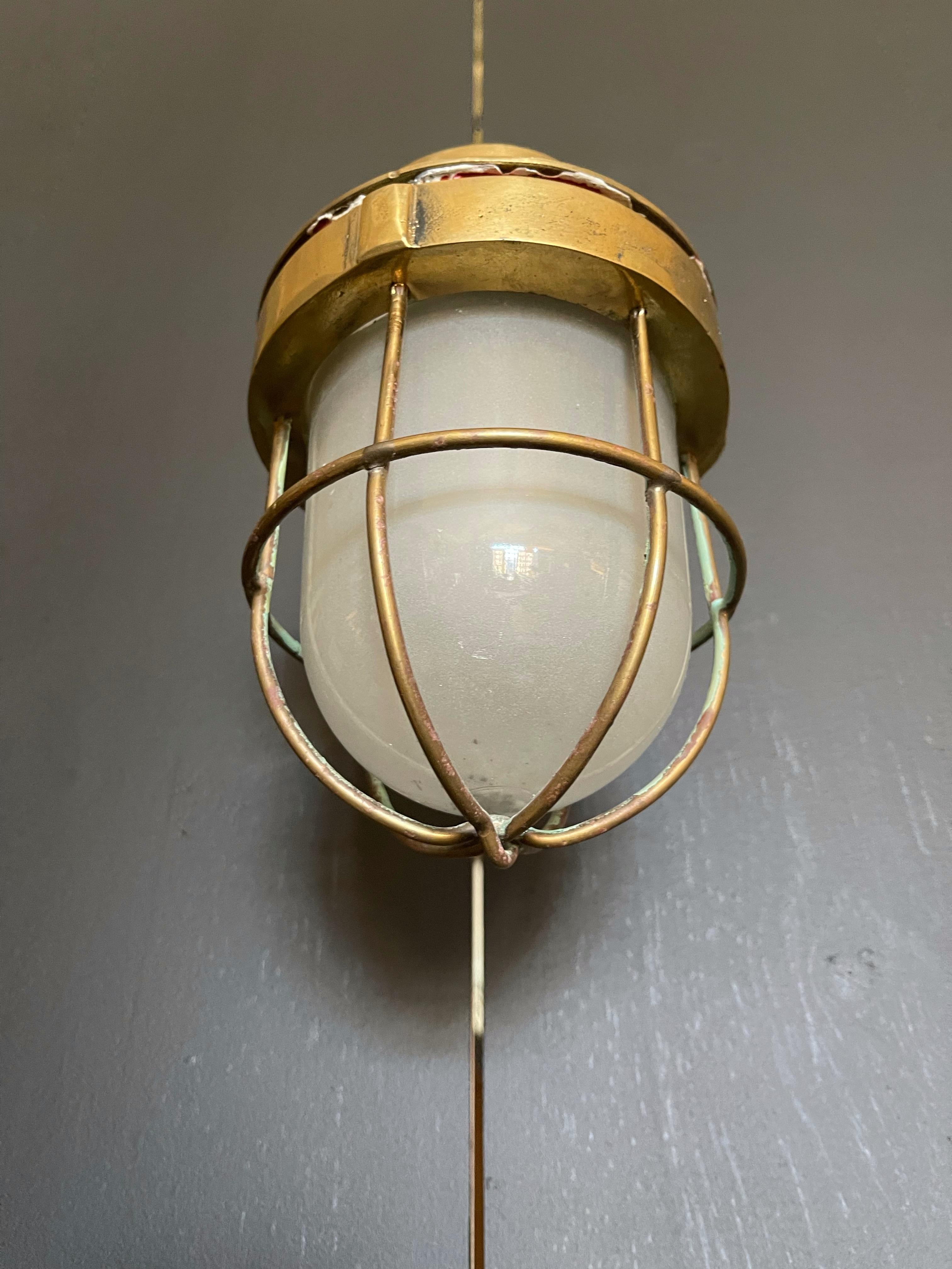 Unknown Heavy Brass Nautical Sconce, Antique Maritime Ship Lantern For Sale