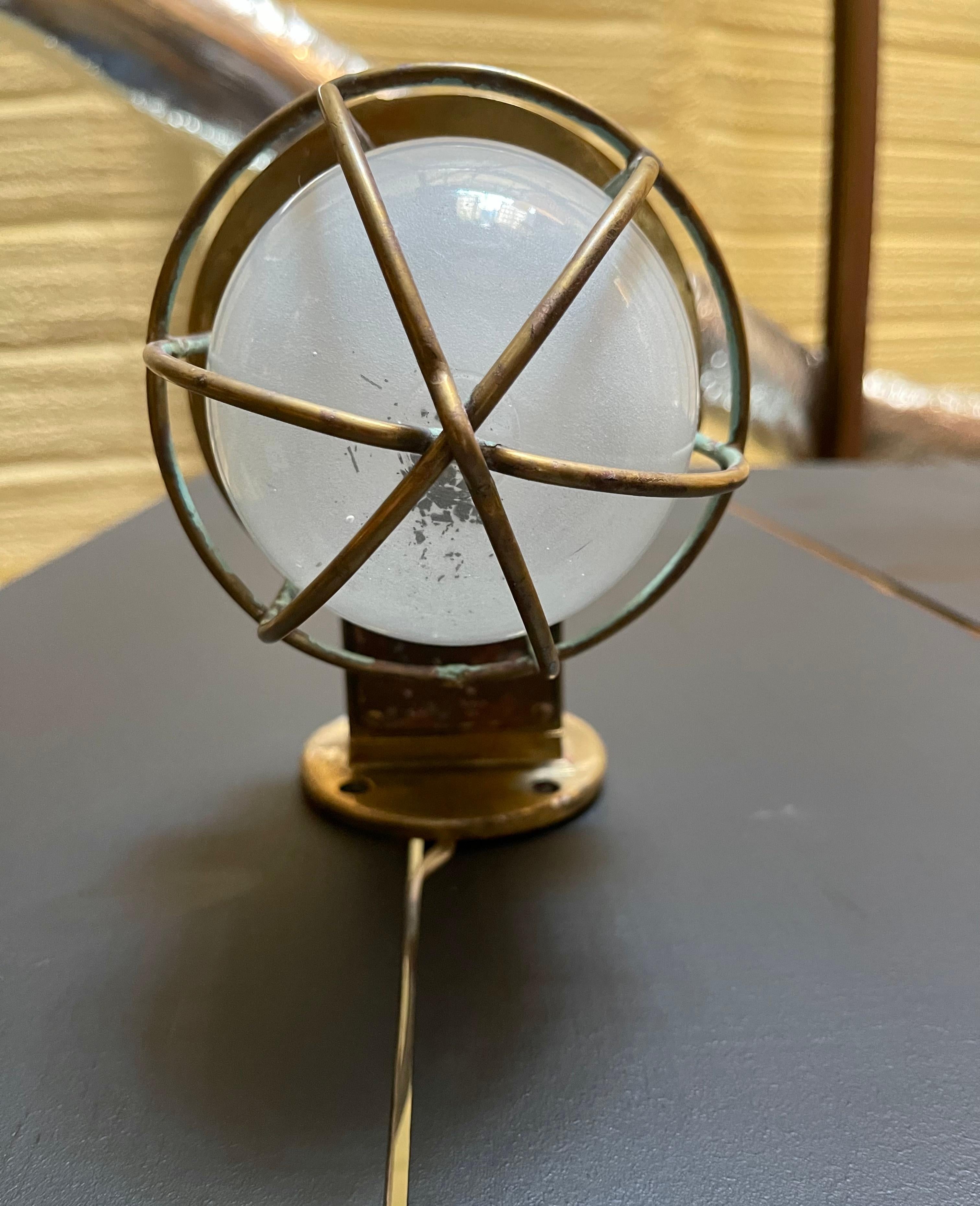Heavy Brass Nautical Sconce, Antique Maritime Ship Lantern In Good Condition For Sale In Mckinney, TX