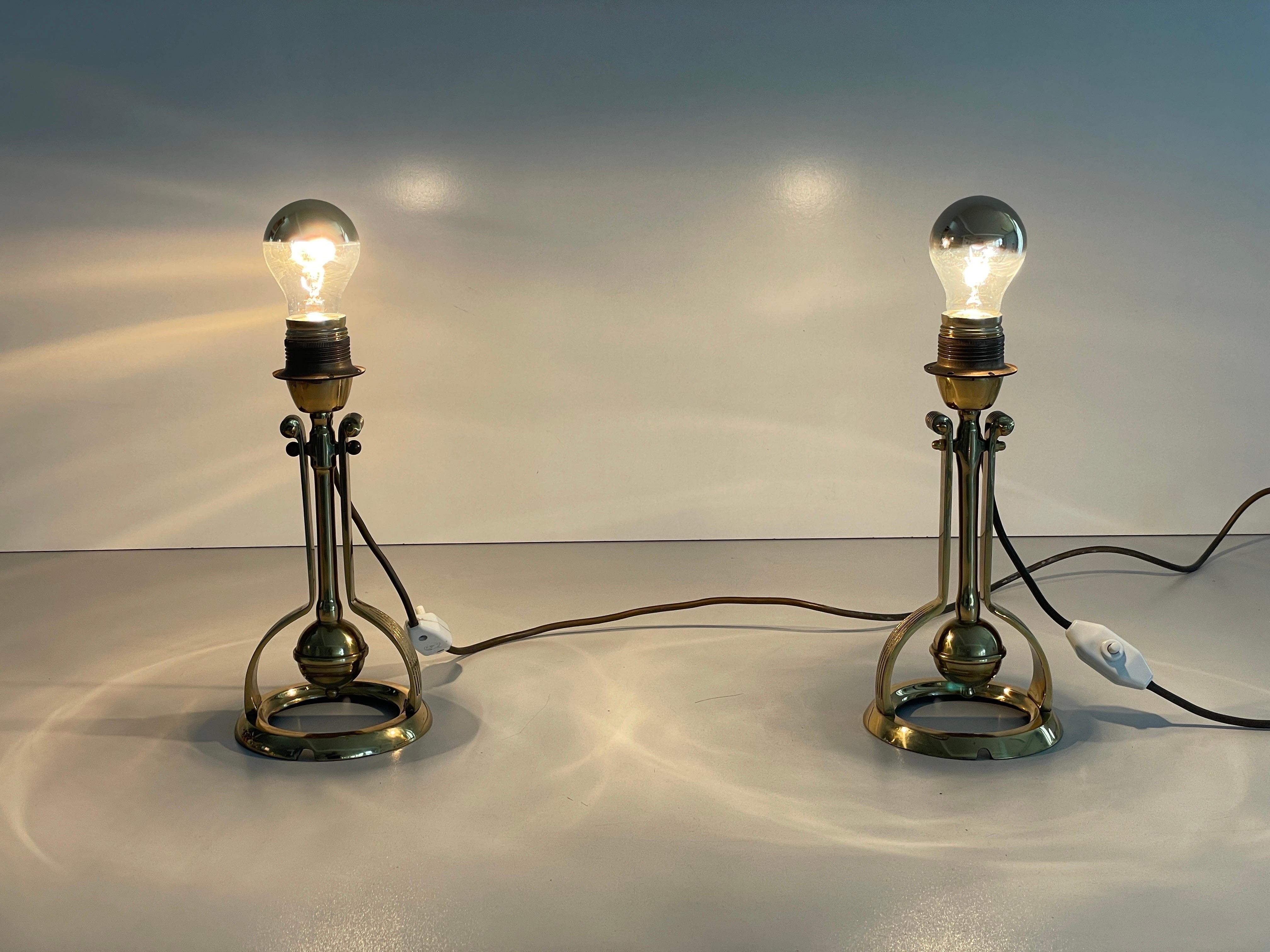 Heavy Brass Pair of Ship Table or Wall Lamps, 1960s, Germany For Sale 5
