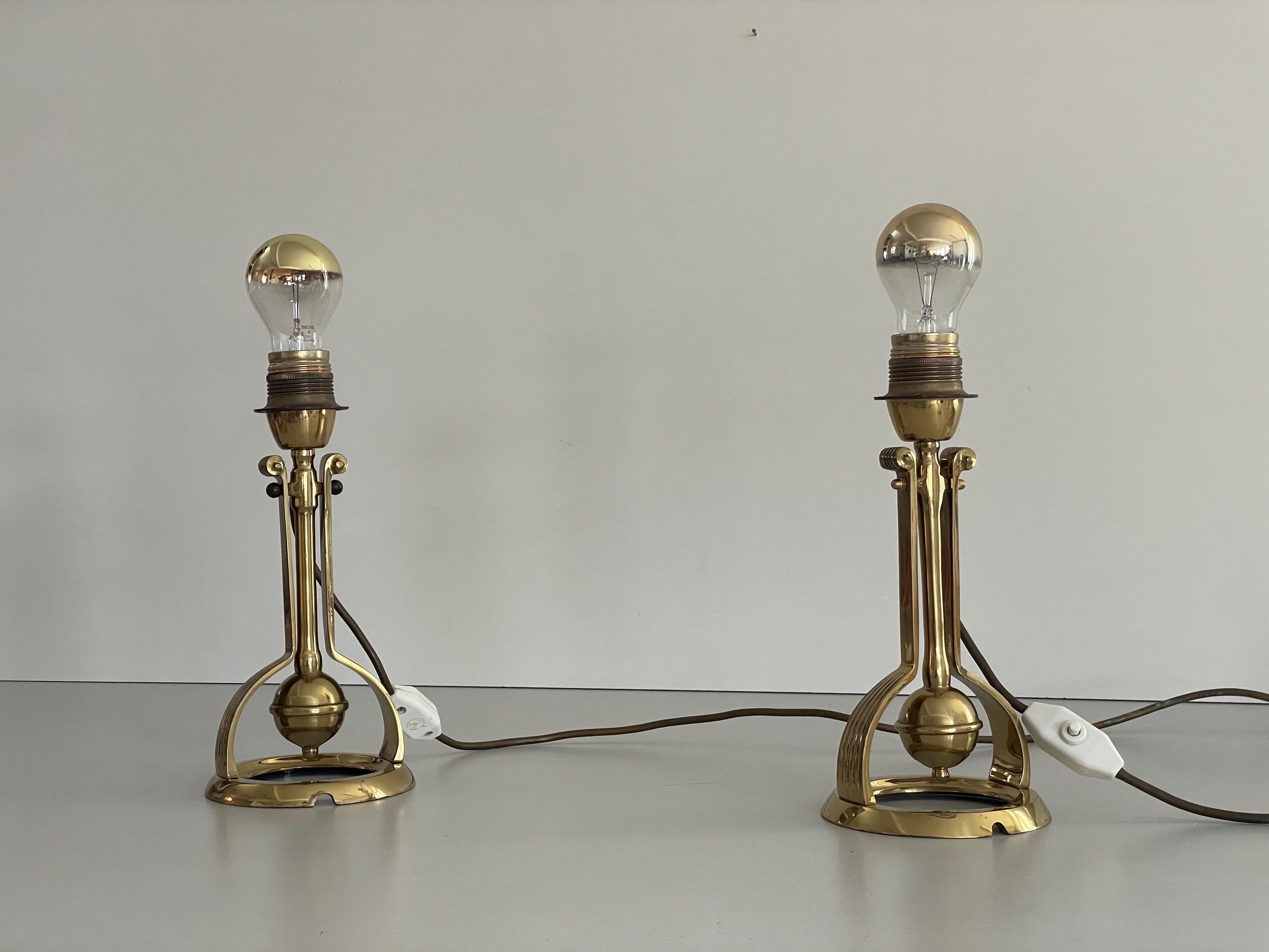 Heavy Brass Pair of Ship Table or Wall Lamps, 1960s, Germany For Sale 8
