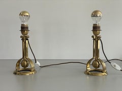 Heavy Brass Pair of Ship Table or Wall Lamps, 1960s, Germany