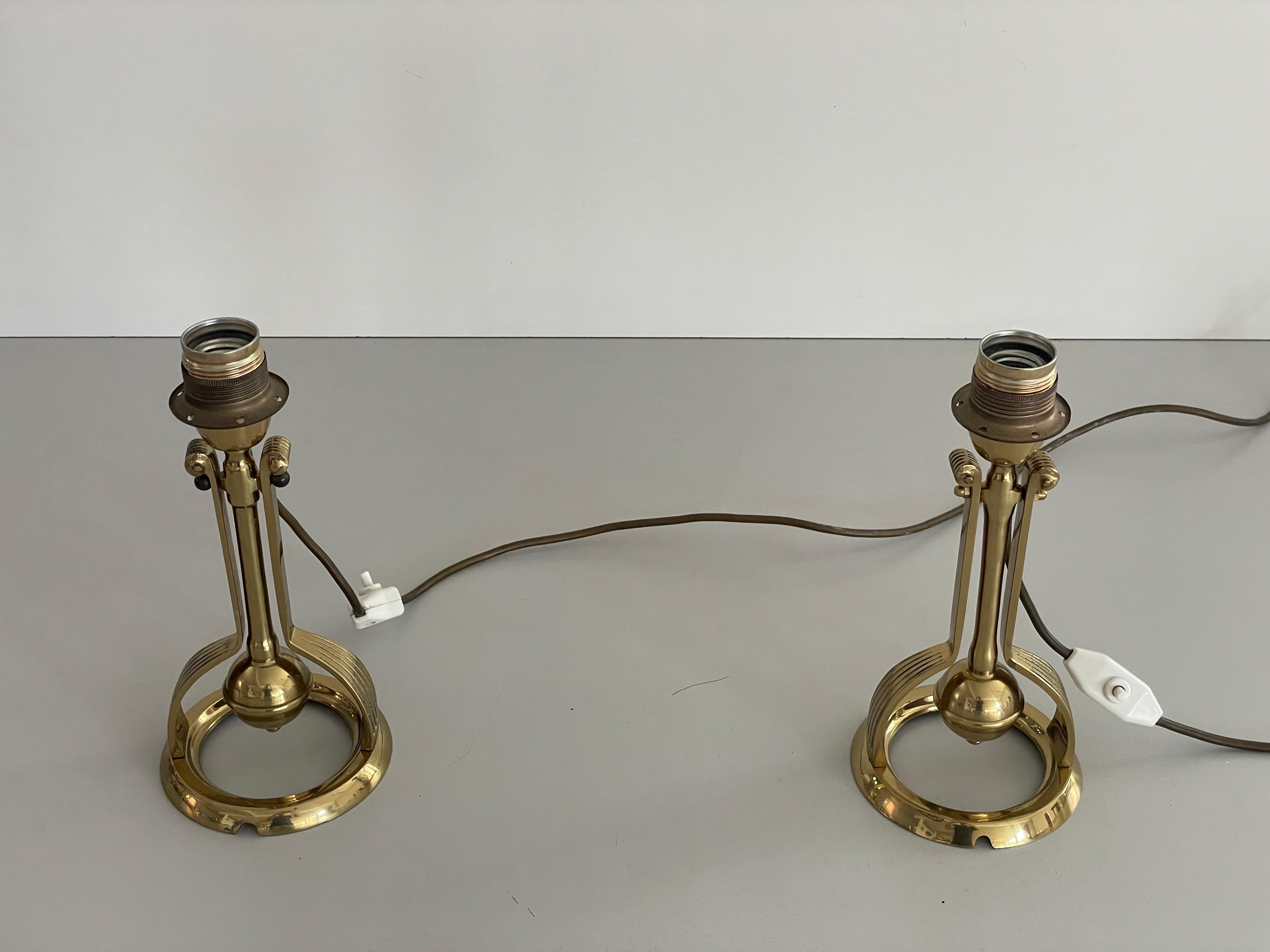 Mid-20th Century Heavy Brass Pair of Ship Table or Wall Lamps, 1960s, Germany For Sale