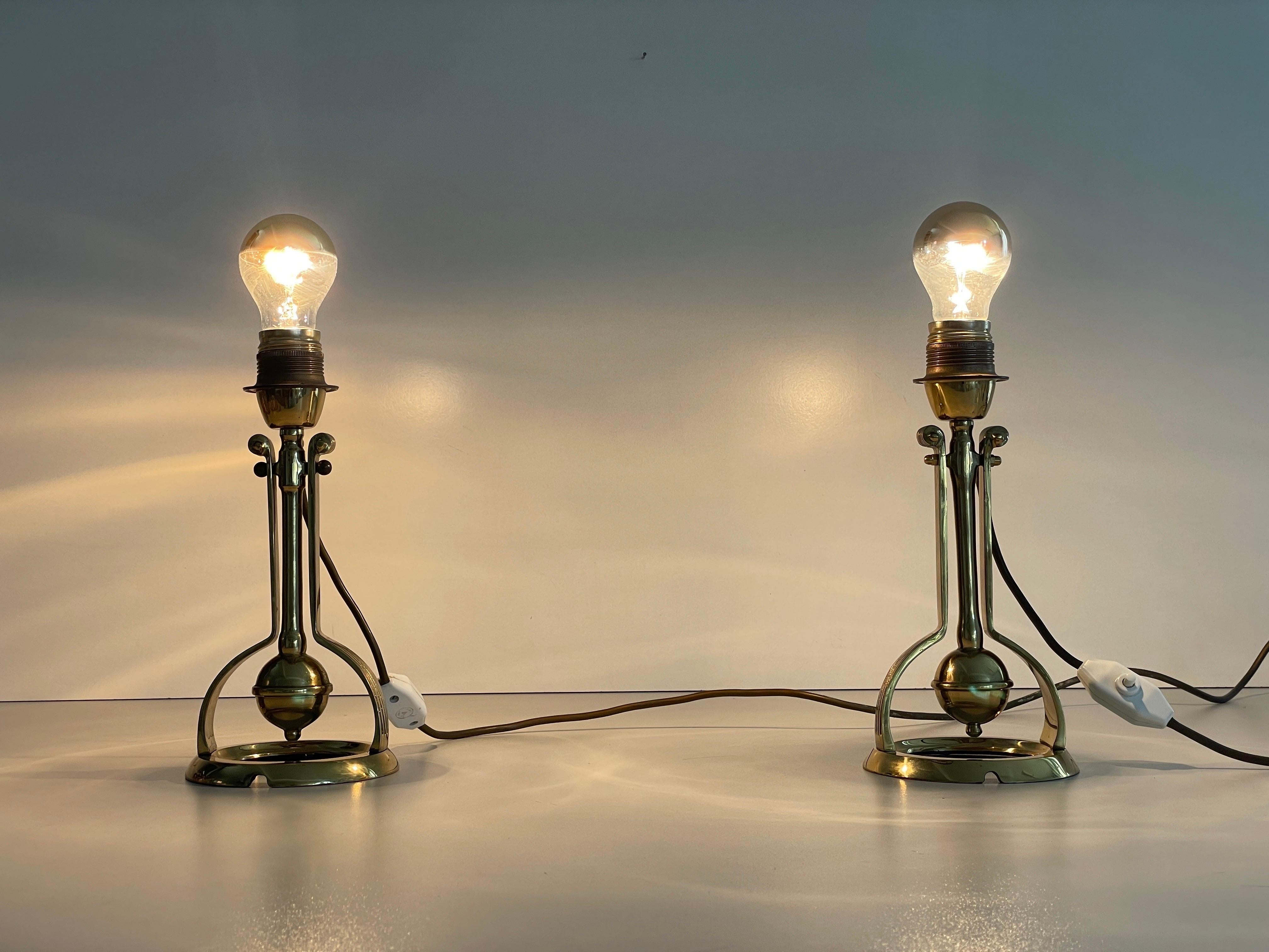 Heavy Brass Pair of Ship Table or Wall Lamps, 1960s, Germany For Sale 3