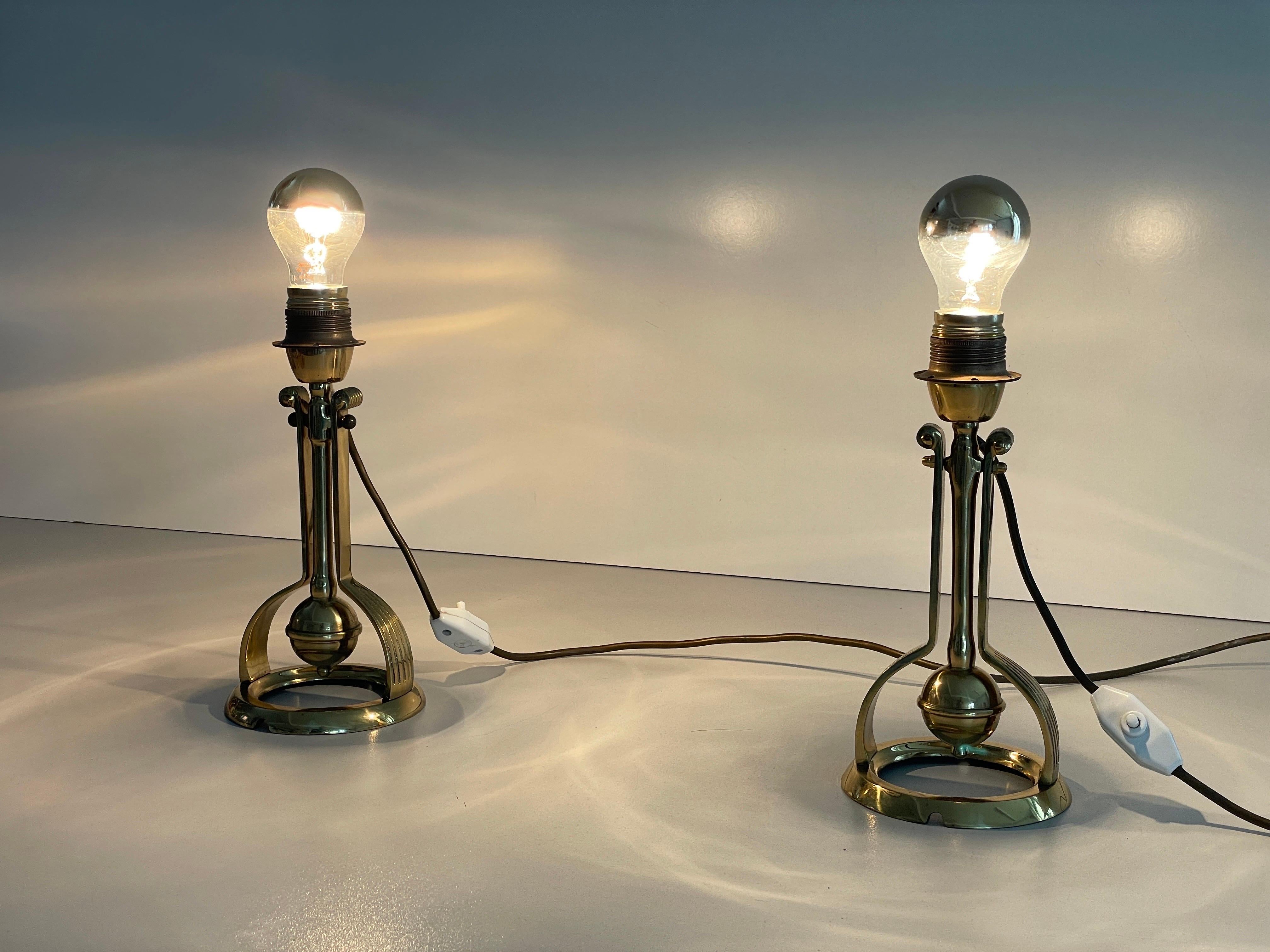 Heavy Brass Pair of Ship Table or Wall Lamps, 1960s, Germany For Sale 4