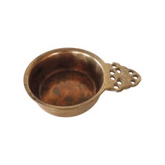 Heavy Brass Porridge Bowl with Pierced Handle