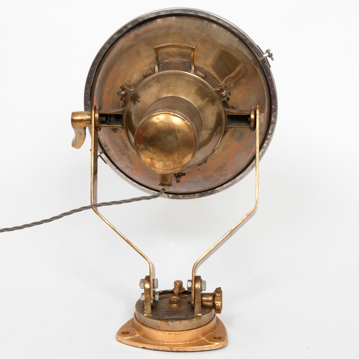 Mid-20th Century Heavy Brass Refurbished Korean Ship Light. Wired for Modern Use. 1960's. For Sale