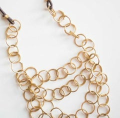 Gold Heavy Brass Tiered Chain Necklace