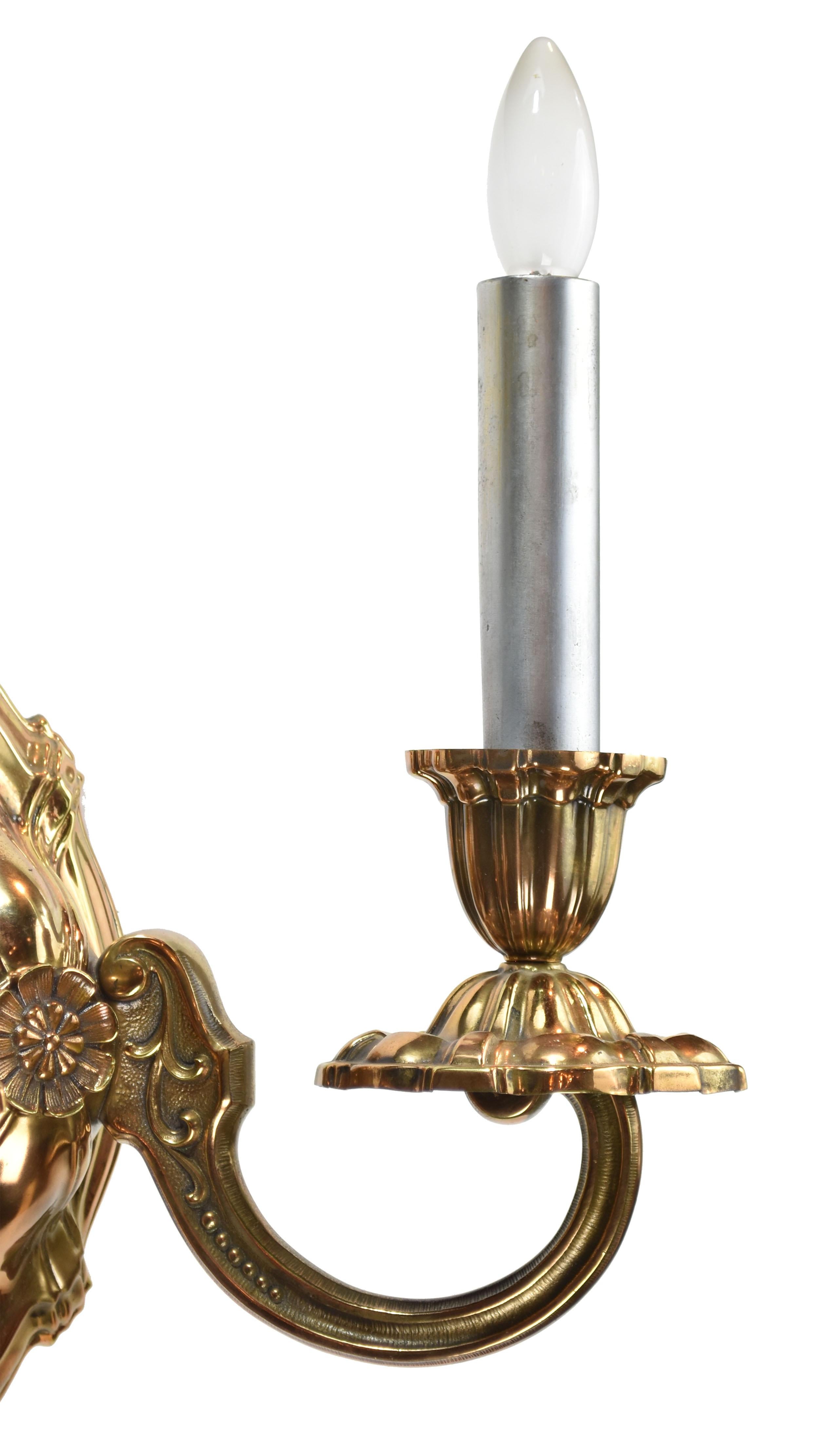 American Heavy Brass Two Candle Sconce For Sale