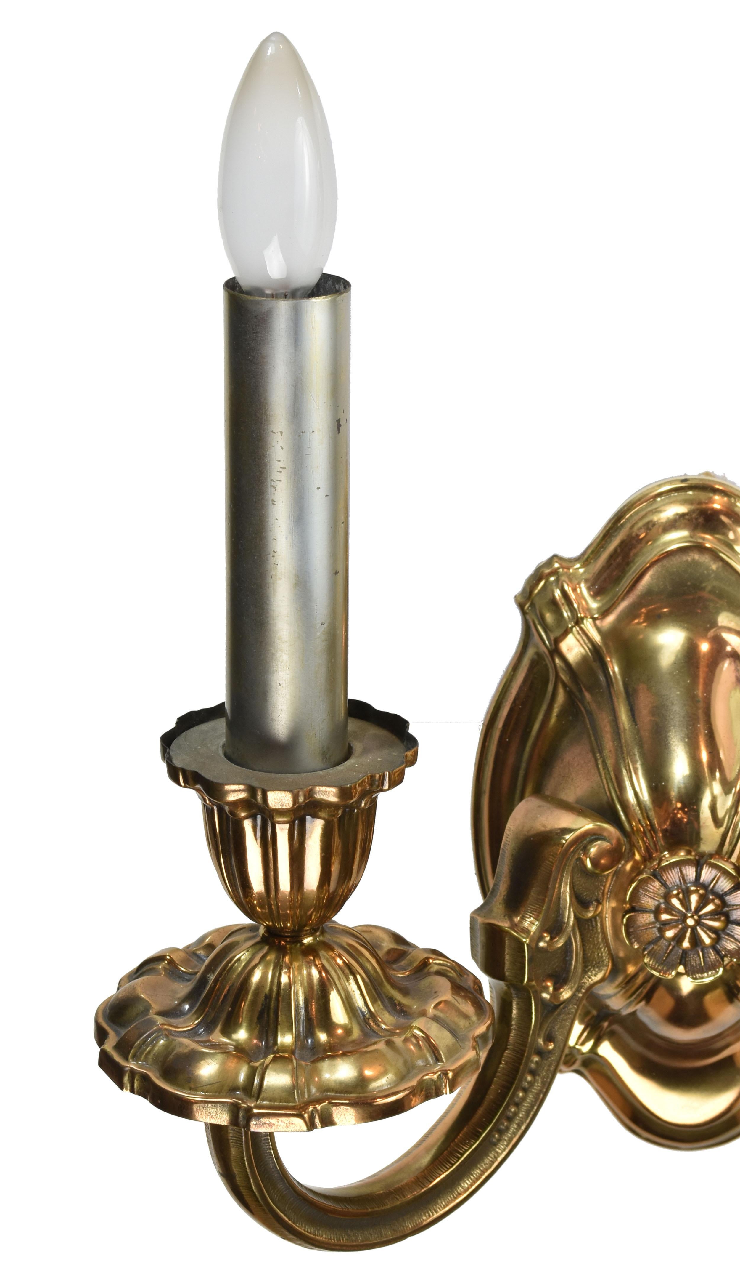 Cast Heavy Brass Two Candle Sconce For Sale