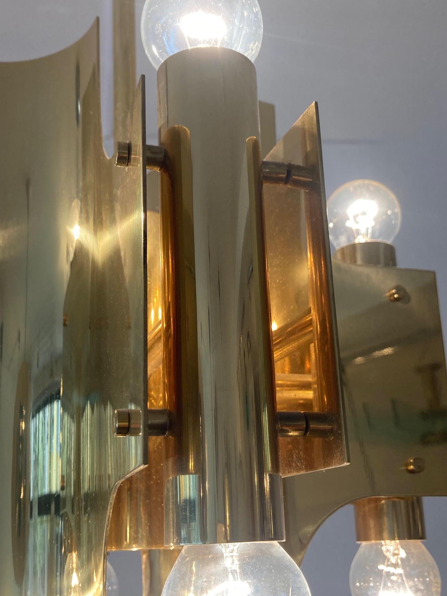 Late 20th Century Heavy Brass Vintage Pendant Lamp, ca. 1970s For Sale