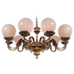 Antique Heavy Bronze 10 Arm Portuguese Chandelier